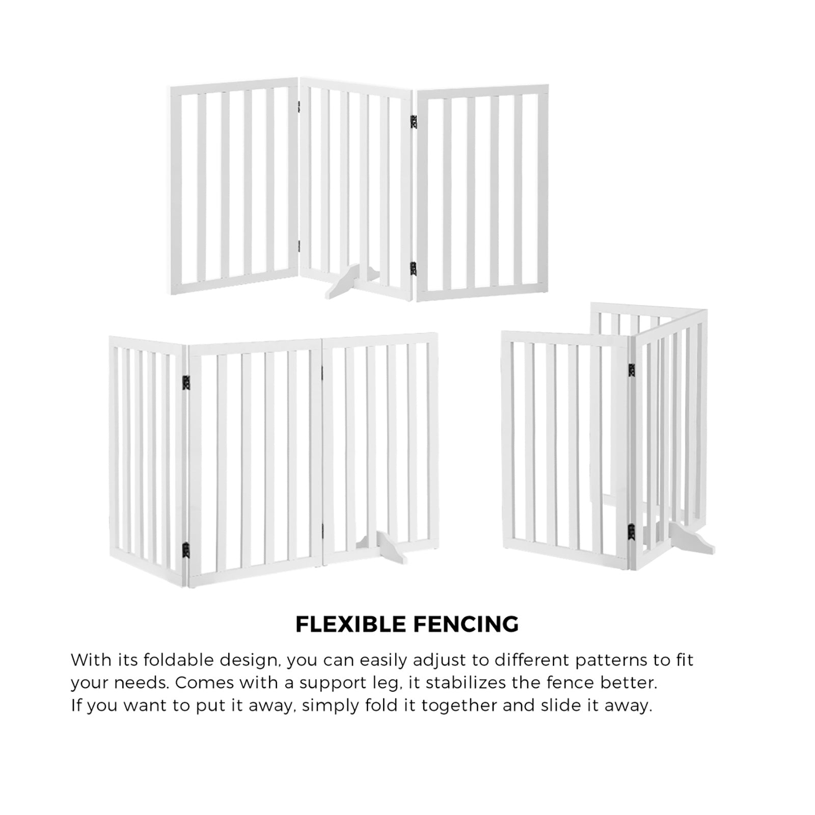 Alopet Wooden Pet Gate Dog Fence Safety Stair Barrier Security Door 3-Panel 80cm - Sunyee