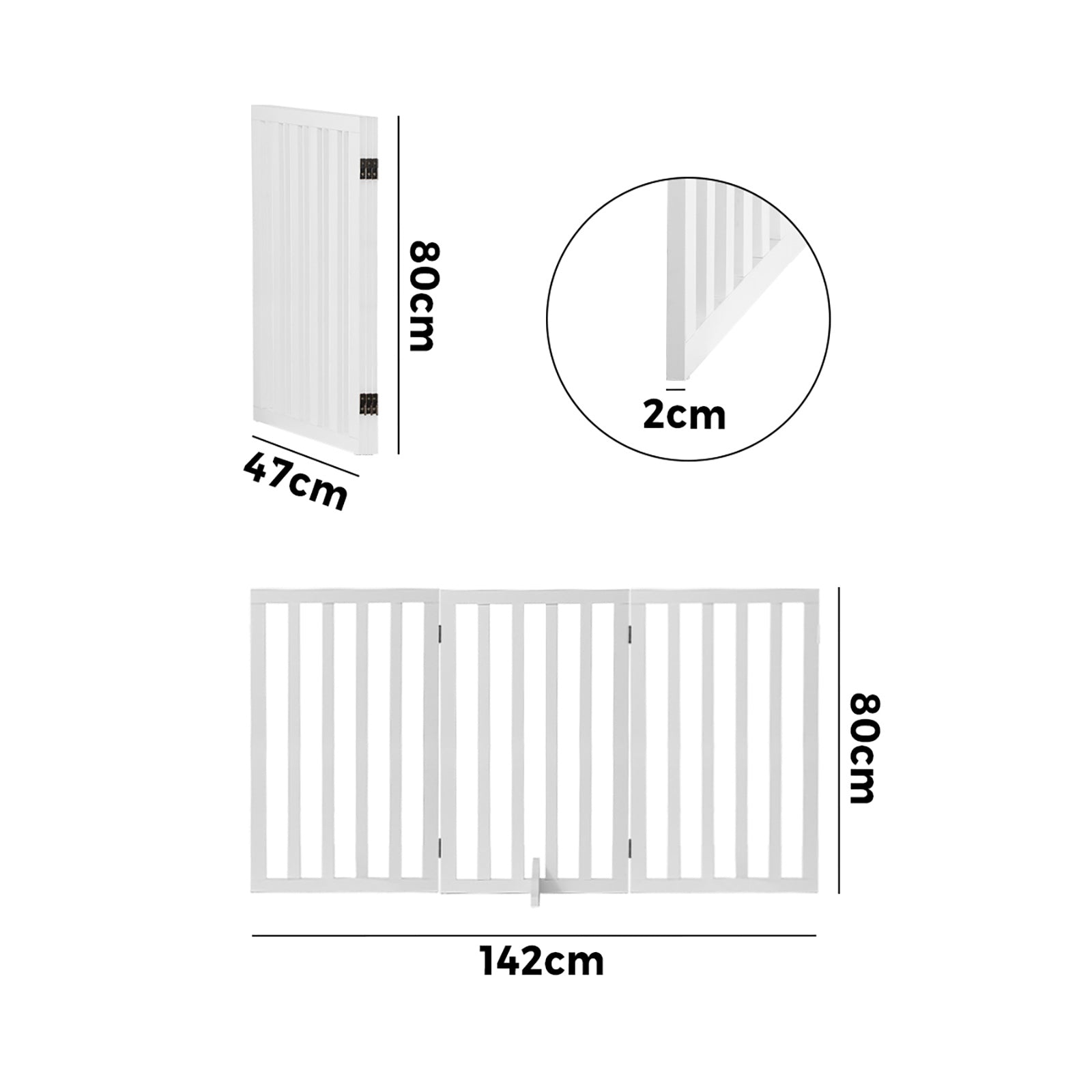 Alopet Wooden Pet Gate Dog Fence Safety Stair Barrier Security Door 3-Panel 80cm - Sunyee