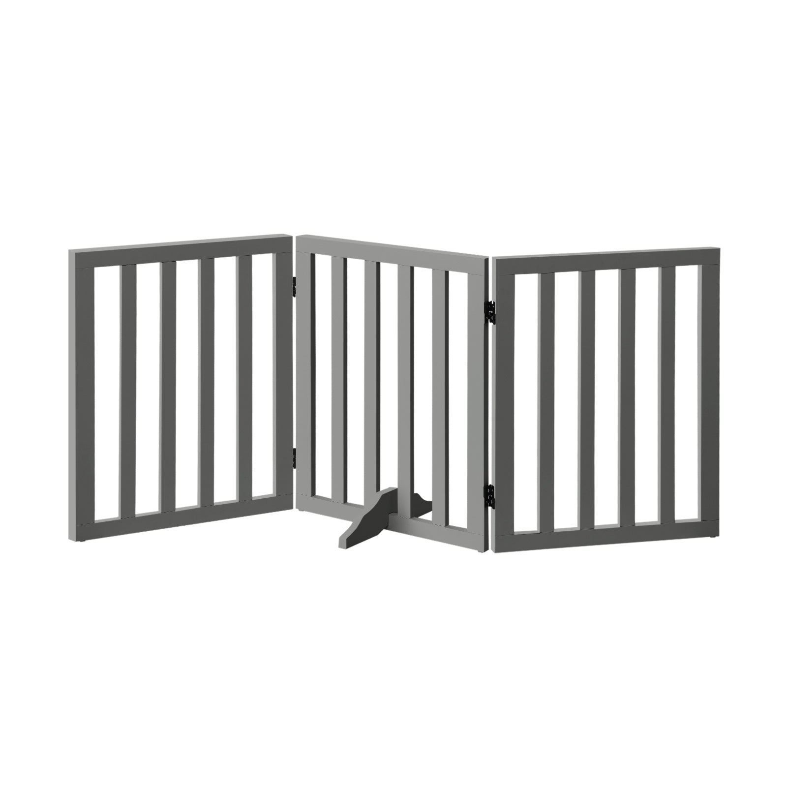 Alopet Wooden Pet Gate Dog Fence Safety Stair Barrier Security Door 3-Panel Grey - Sunyee