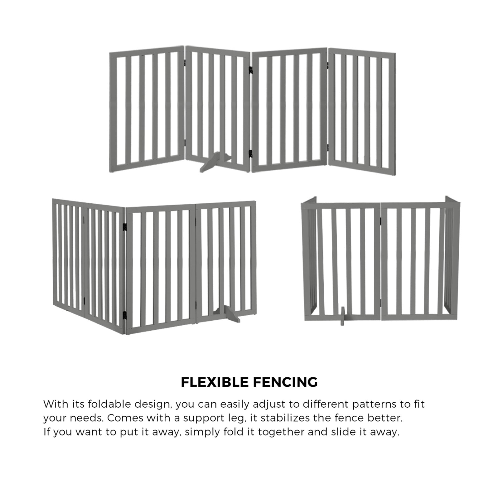 Alopet Wooden Pet Gate Dog Fence Grey Safety Stair Barrier Security Door 80cm - Sunyee