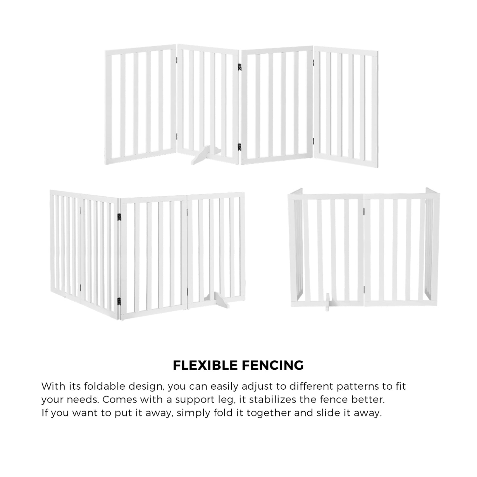 Alopet Wooden Pet Gate Dog Fence Safety Stair Barrier Security Door 4-Panel 80cm - Sunyee