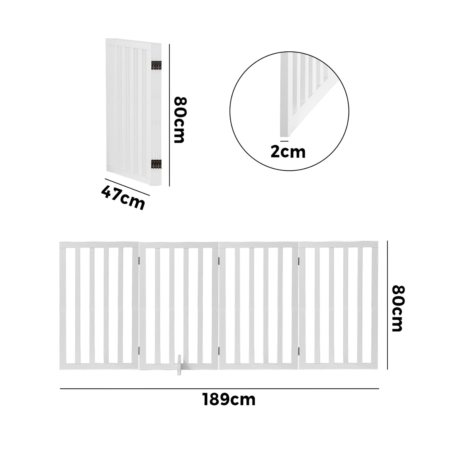 Alopet Wooden Pet Gate Dog Fence Safety Stair Barrier Security Door 4-Panel 80cm - Sunyee