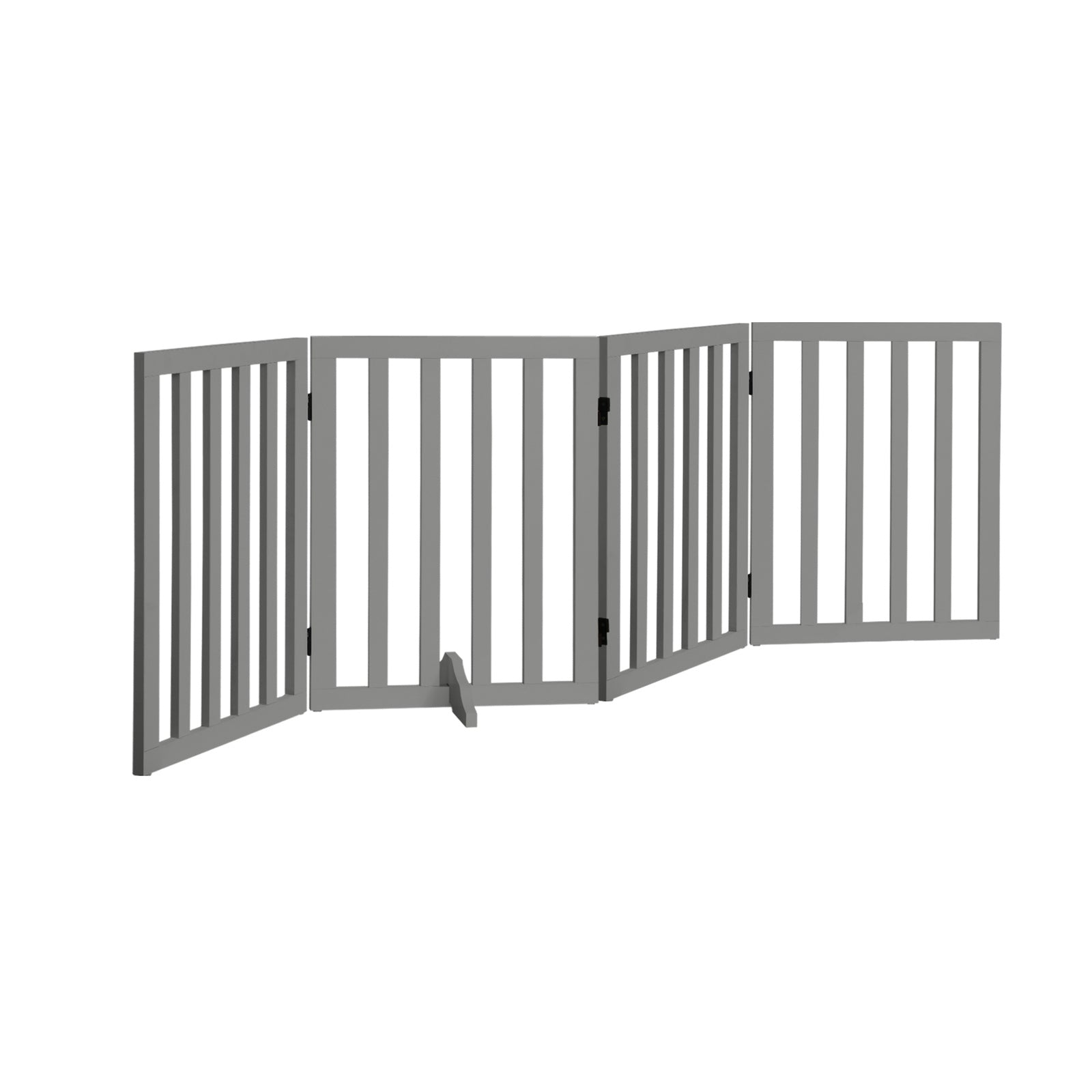 Alopet Wooden Pet Gate Dog Fence Safety Stair Barrier Security Door 4-Panel Grey - Sunyee