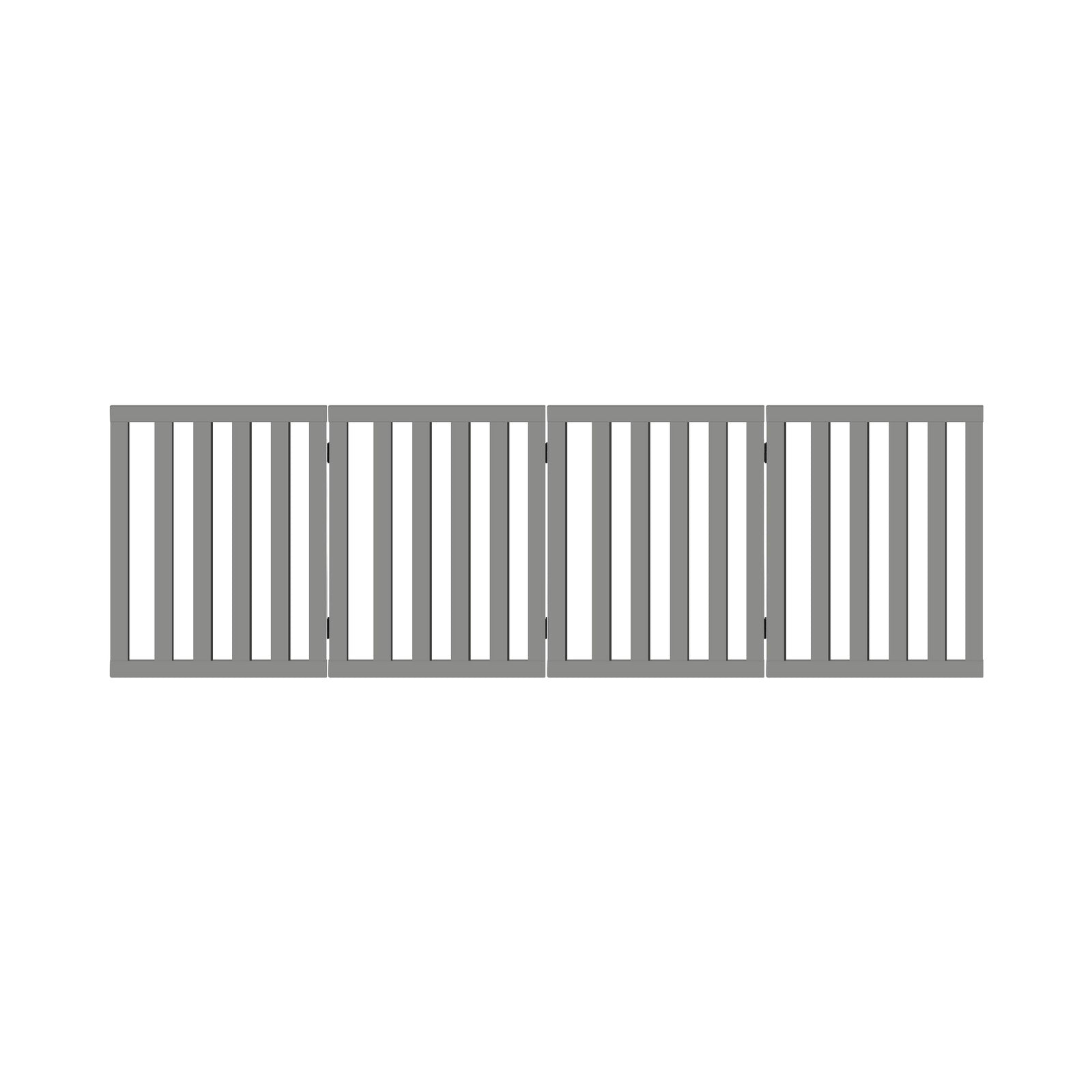 Alopet Wooden Pet Gate Dog Fence Safety Stair Barrier Security Door 4-Panel Grey - Sunyee
