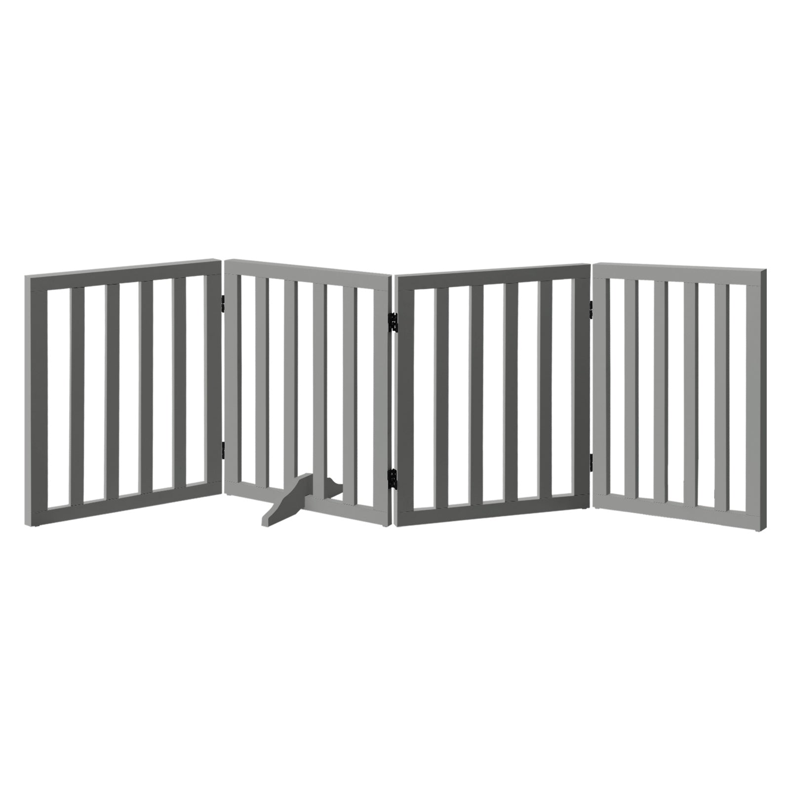 Alopet Wooden Pet Gate Dog Fence Safety Stair Barrier Security Door 4-Panel Grey - Sunyee