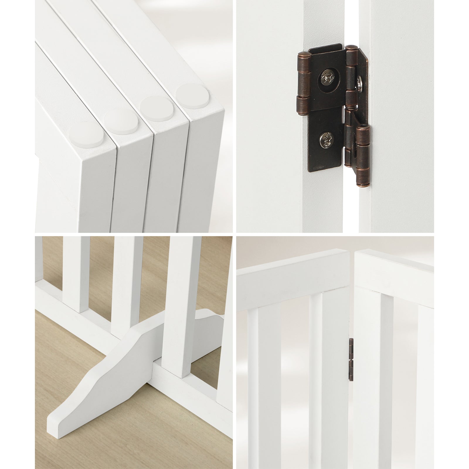 Alopet Wooden Pet Gate Dog Fence Safety Stair Barrier Security Door 4 Panels - Sunyee