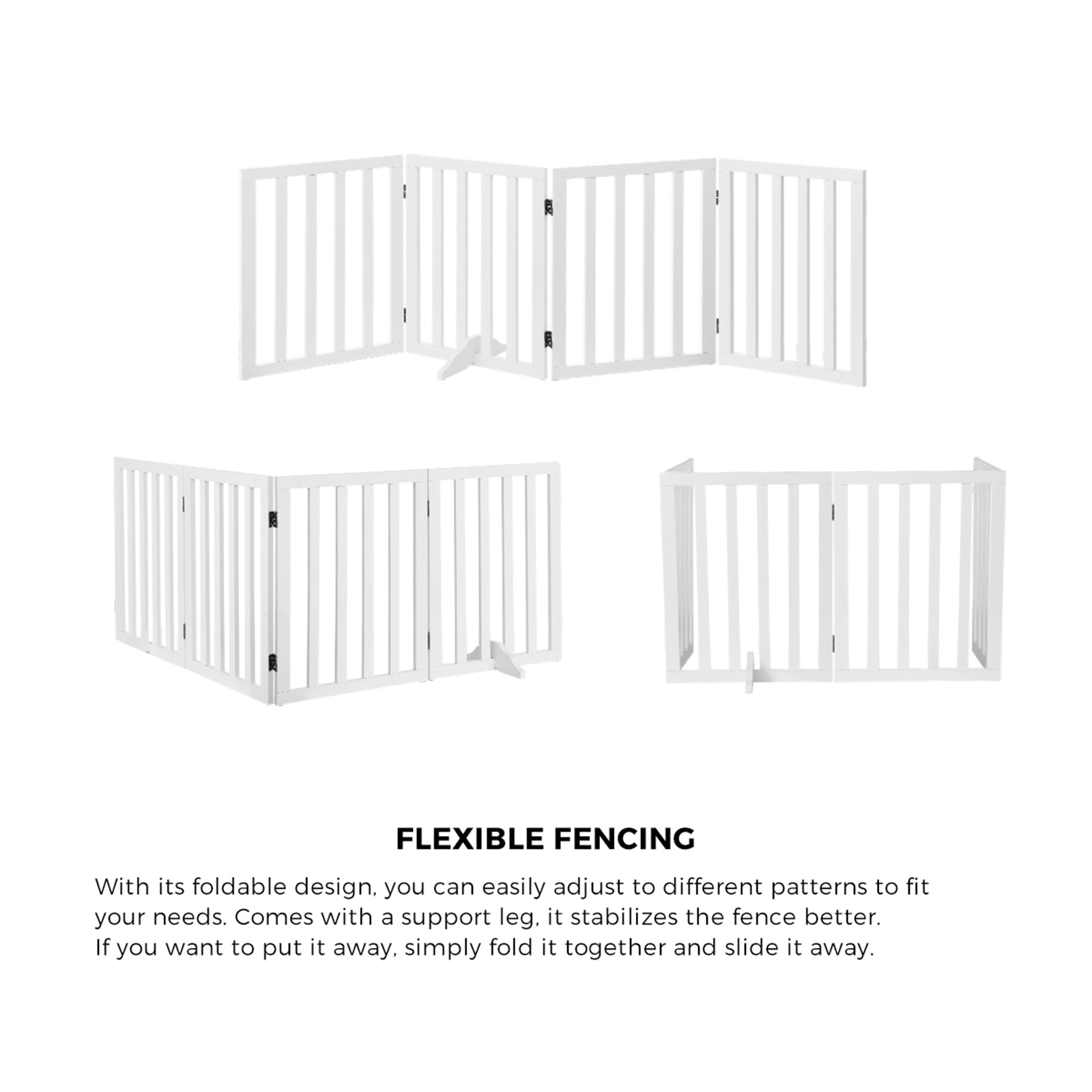 Alopet Wooden Pet Gate Dog Fence Safety Stair Barrier Security Door 4 Panels - Sunyee