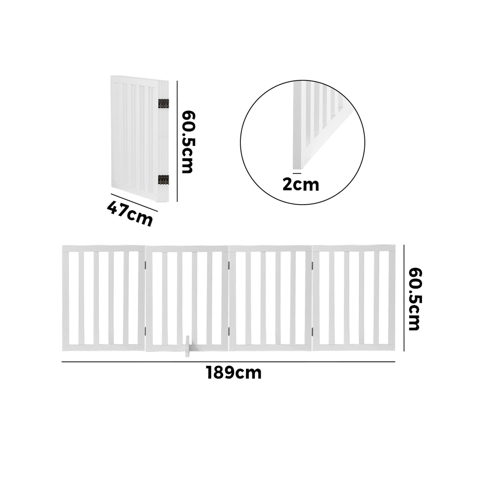 Alopet Wooden Pet Gate Dog Fence Safety Stair Barrier Security Door 4 Panels - Sunyee