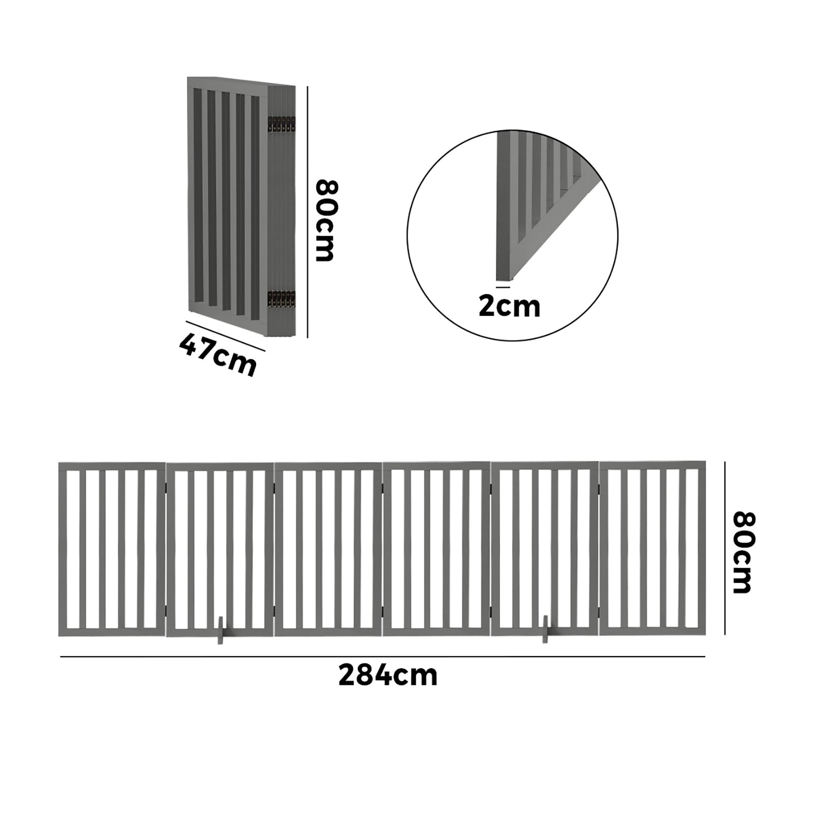 Alopet Wooden Pet Gate Dog Fence Grey Safety Stair Barrier Security Door 80cm - Sunyee