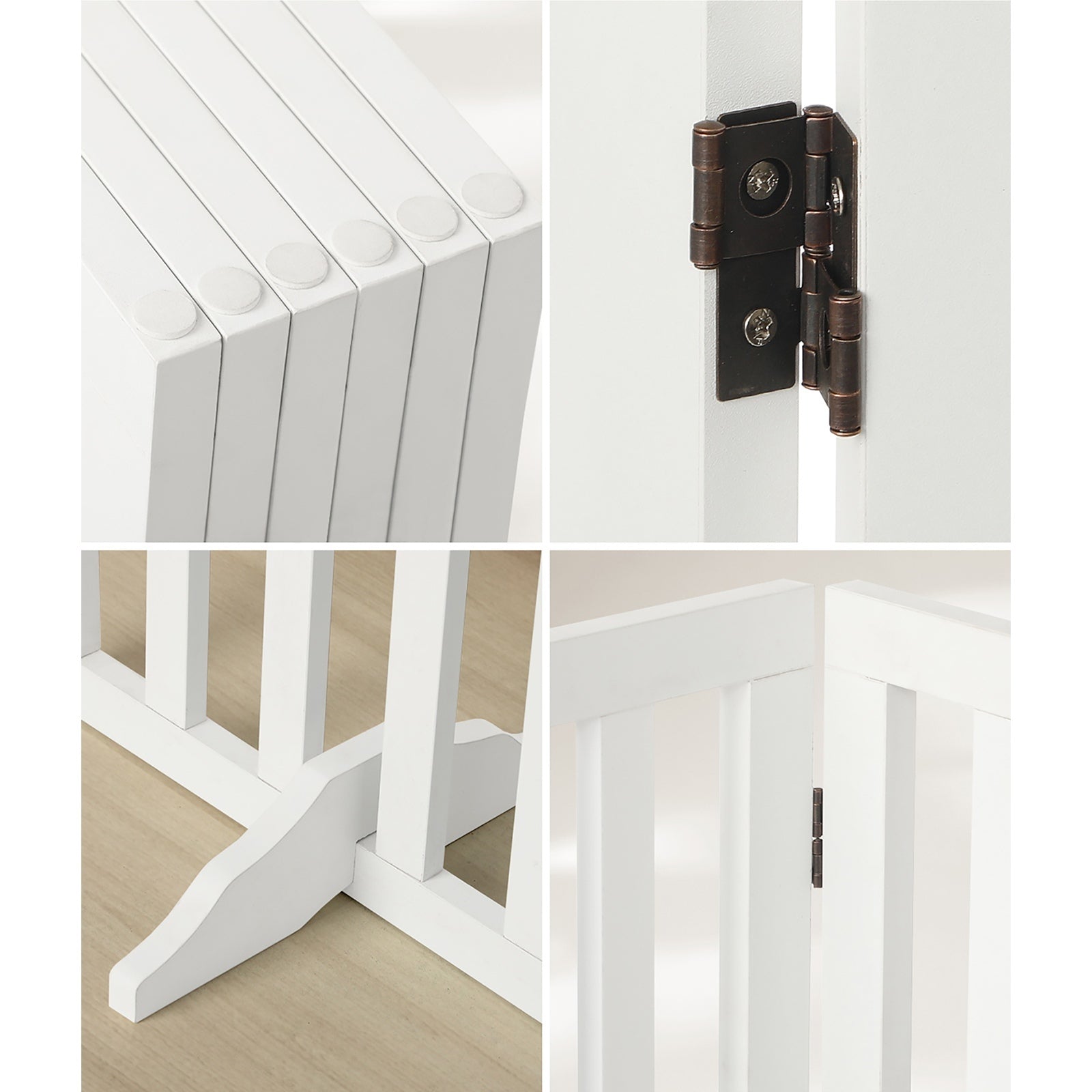 Alopet Wooden Pet Gate Dog Fence Safety Stair Barrier Security Door 6-Panel 80cm - Sunyee