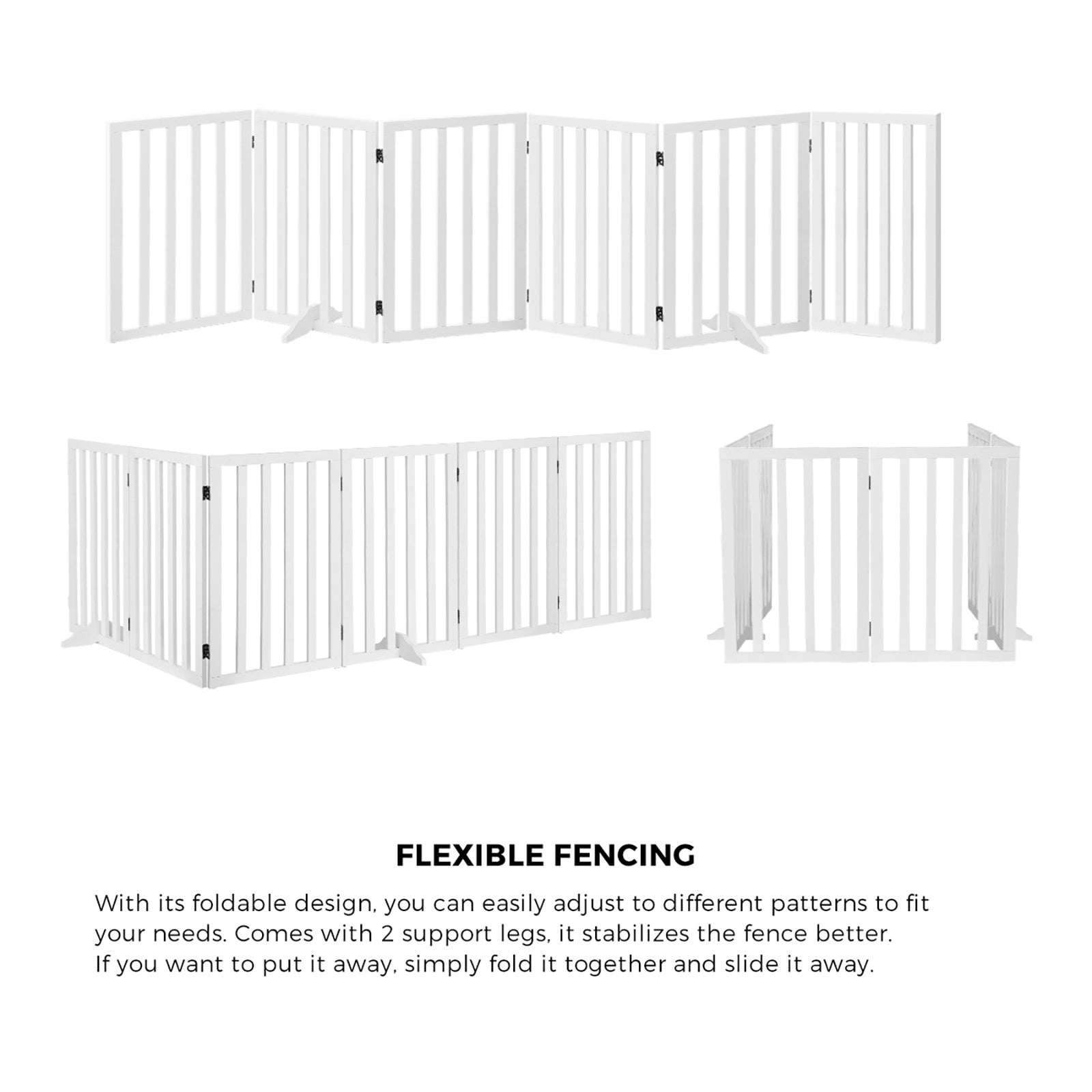 Alopet Wooden Pet Gate Dog Fence Safety Stair Barrier Security Door 6-Panel 80cm - Sunyee