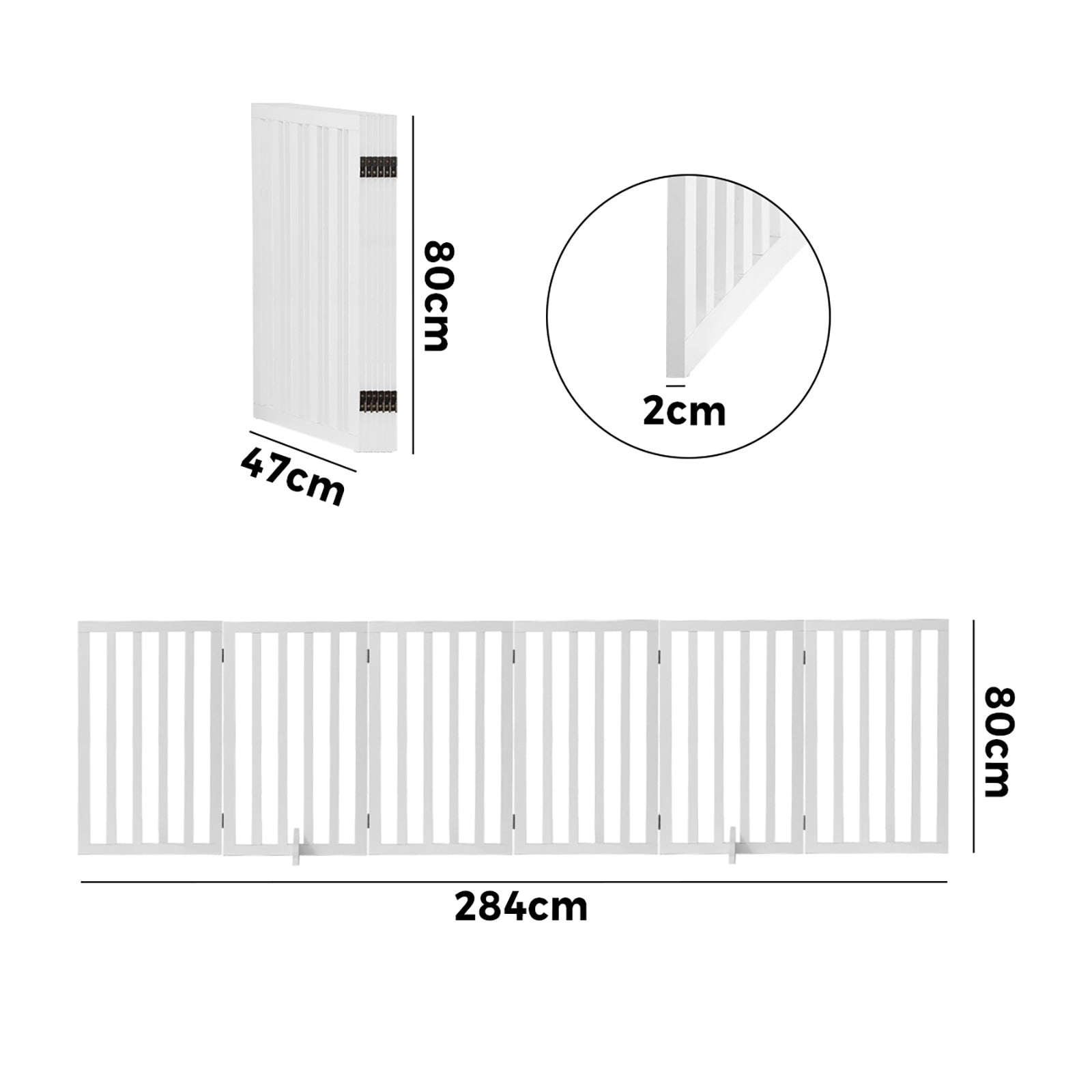 Alopet Wooden Pet Gate Dog Fence Safety Stair Barrier Security Door 6-Panel 80cm - Sunyee