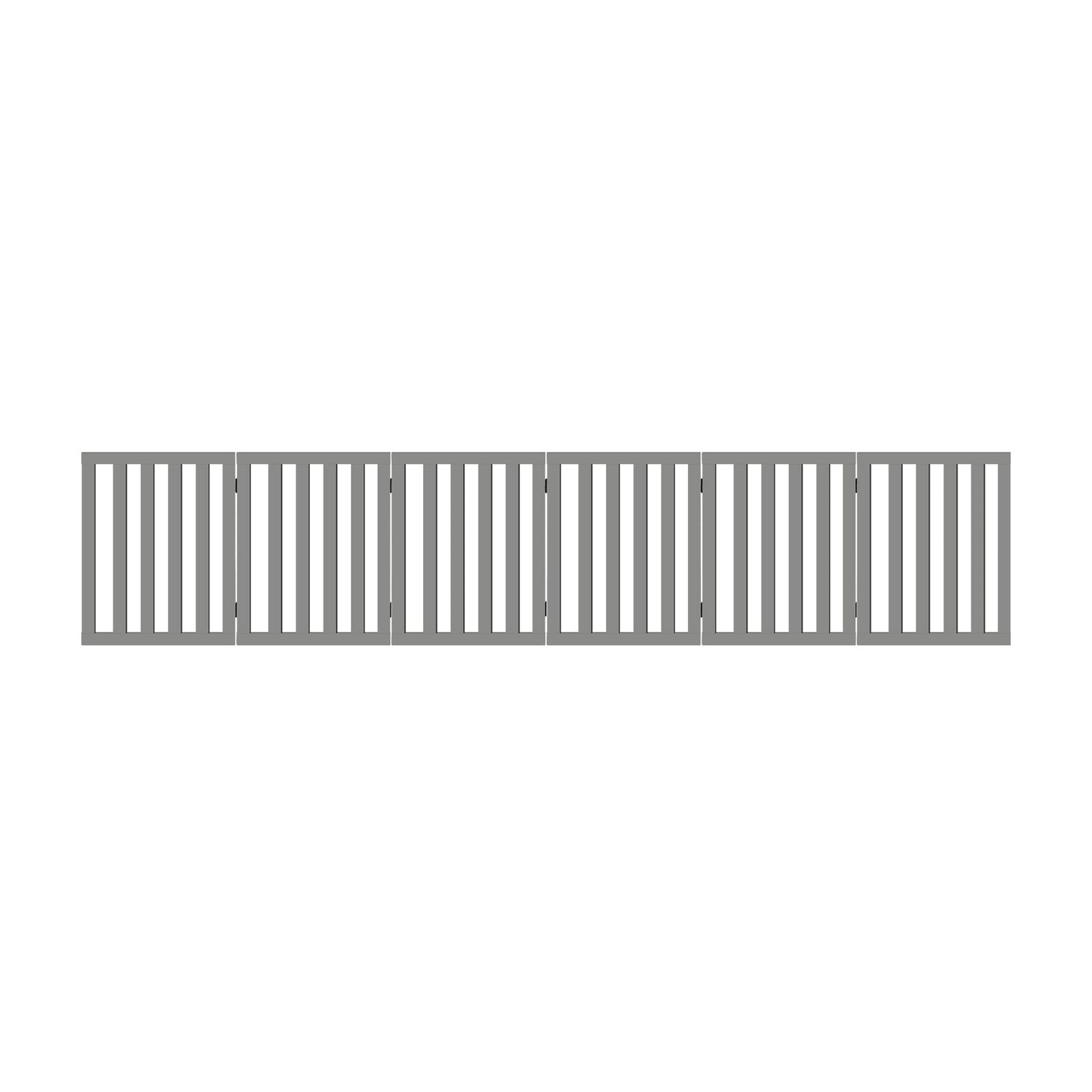 Alopet Wooden Pet Gate Dog Fence Safety Stair Barrier Security Door 6-Panel Grey - Sunyee