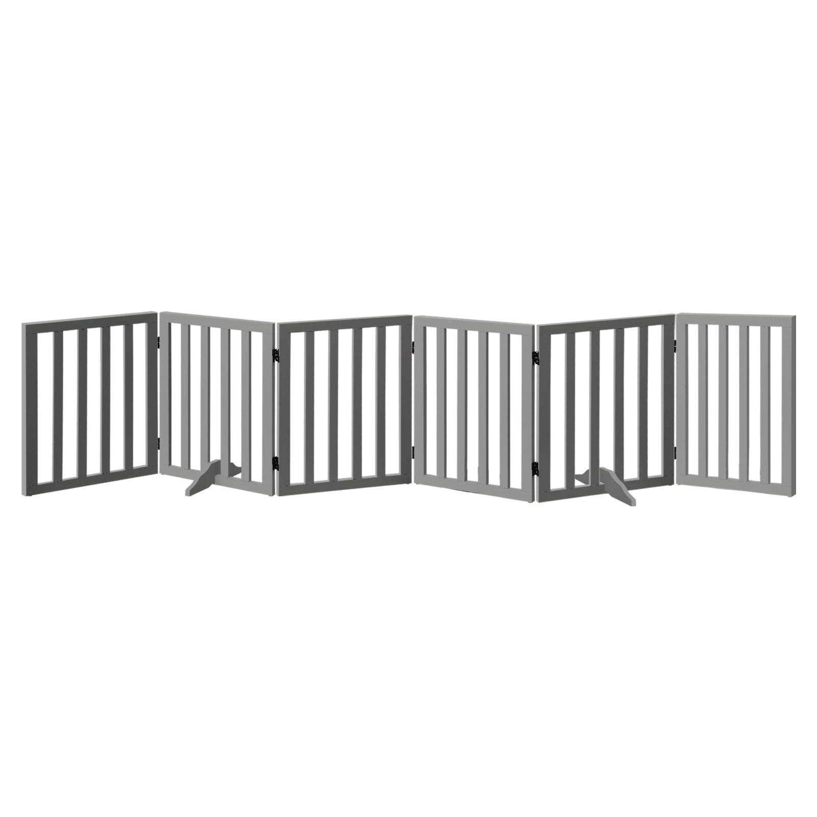 Alopet Wooden Pet Gate Dog Fence Safety Stair Barrier Security Door 6-Panel Grey - Sunyee