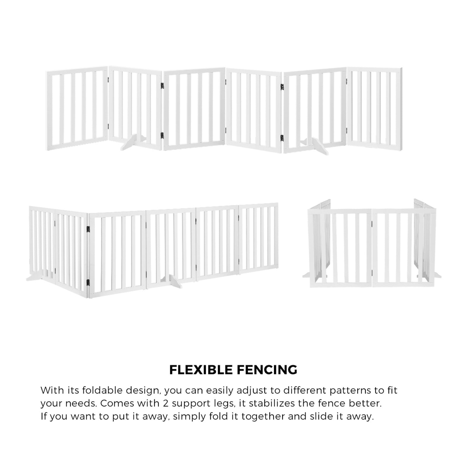 Alopet Wooden Pet Gate Dog Fence Safety Stair Barrier Security Door 6 Panels - Sunyee