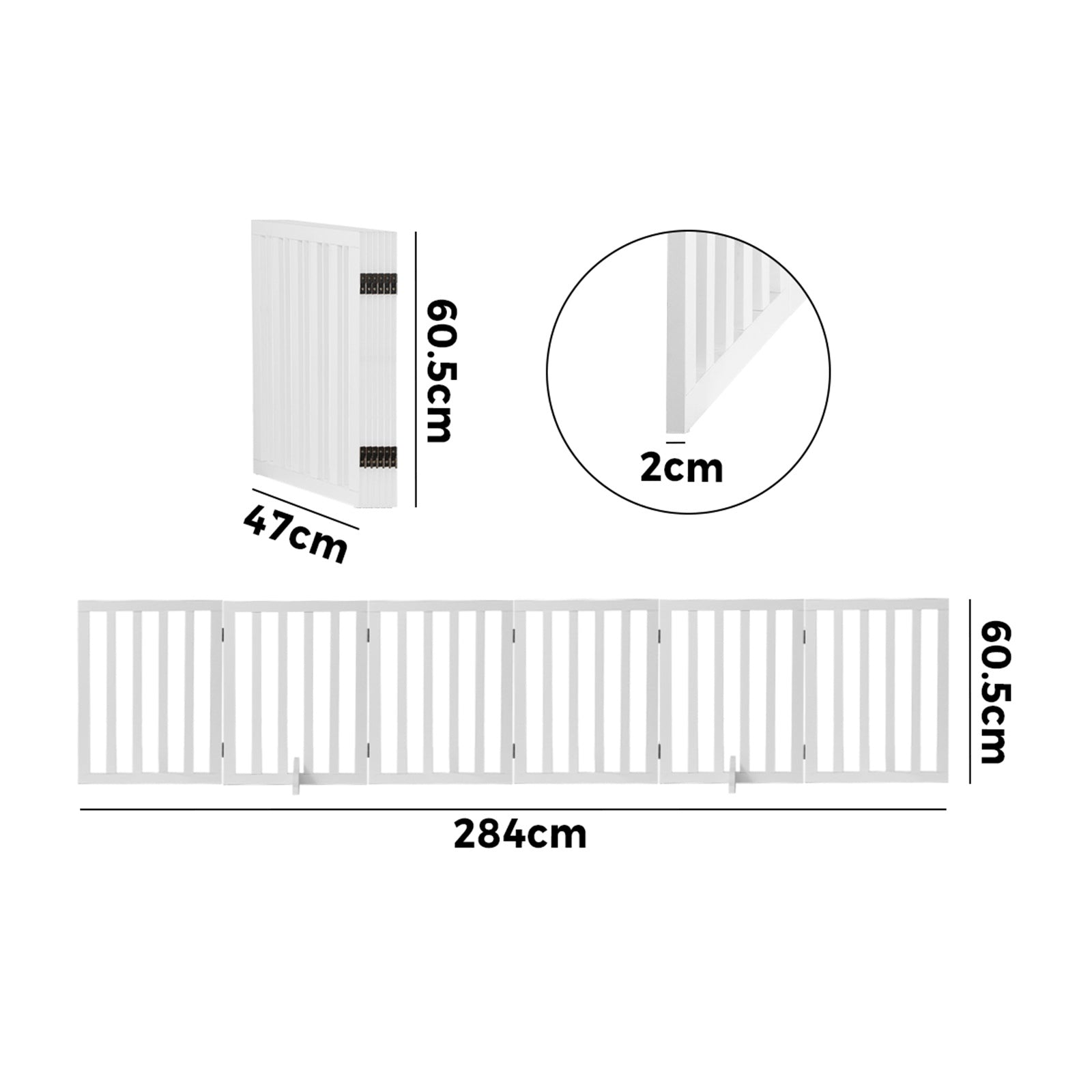 Alopet Wooden Pet Gate Dog Fence Safety Stair Barrier Security Door 6 Panels - Sunyee