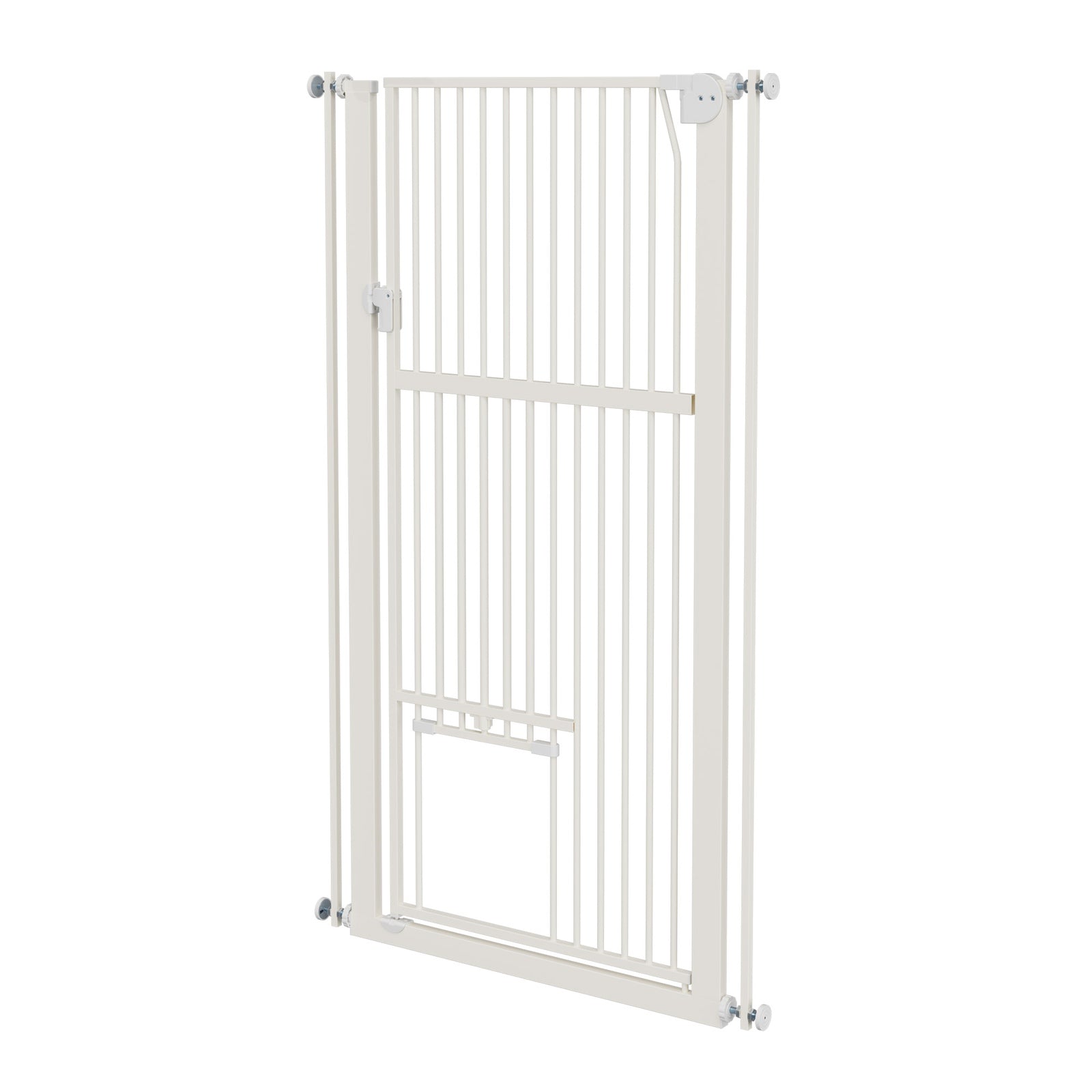 Alopet 143cm Retractable Safety Gate Pet Dog Cat with Walk Through Door White - Sunyee