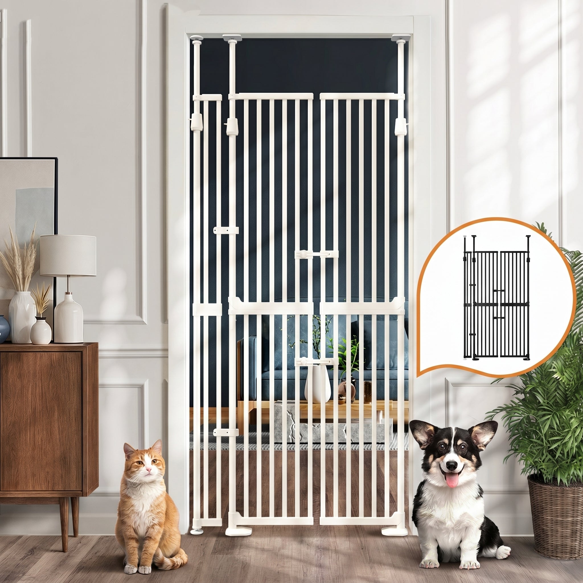 Alopet 190cm-264cm Retractable Safety Gate Pet Dog Cat Extra Tall Fence - Sunyee