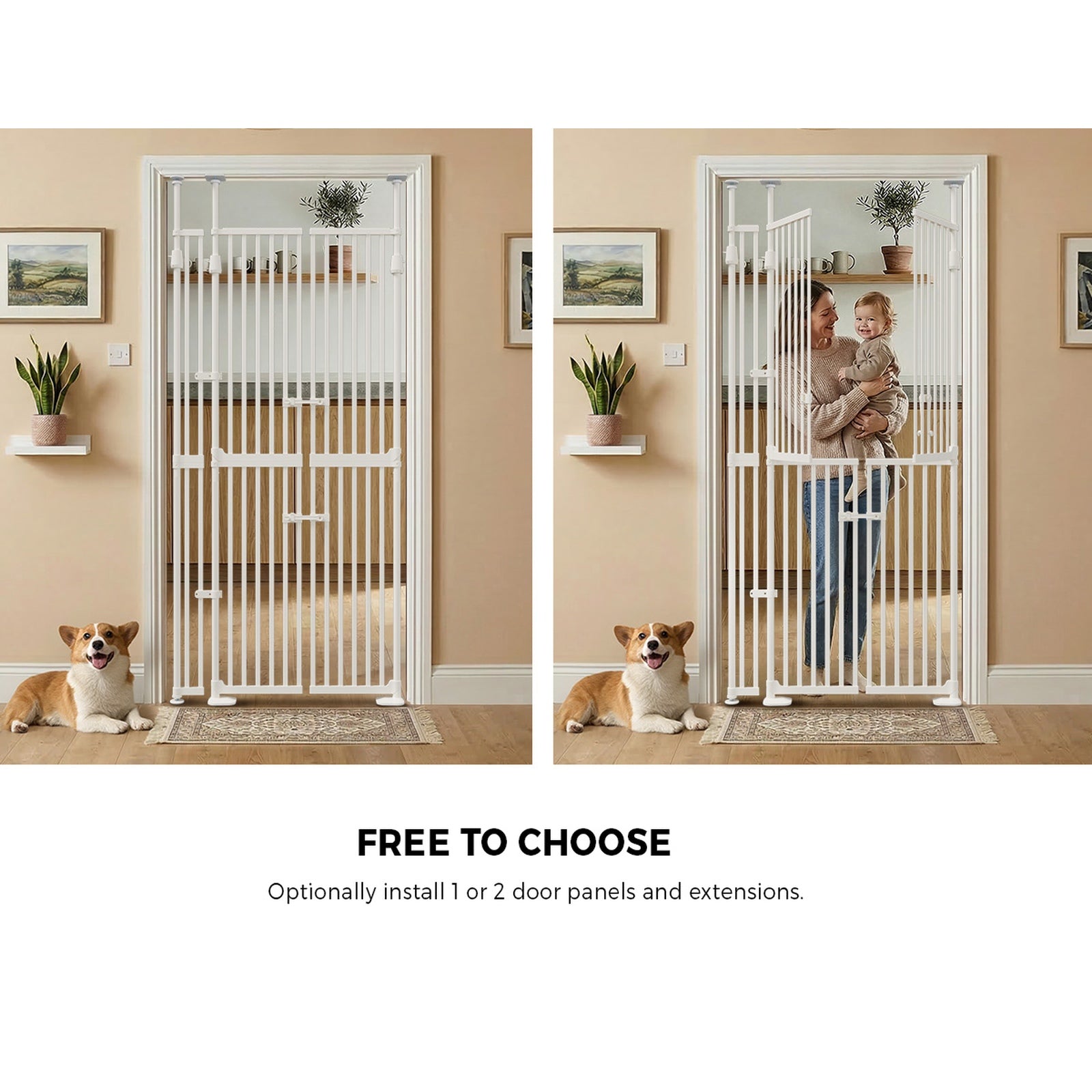 Alopet 190cm-264cm Retractable Safety Gate Pet Dog Cat Extra Tall Fence - Sunyee