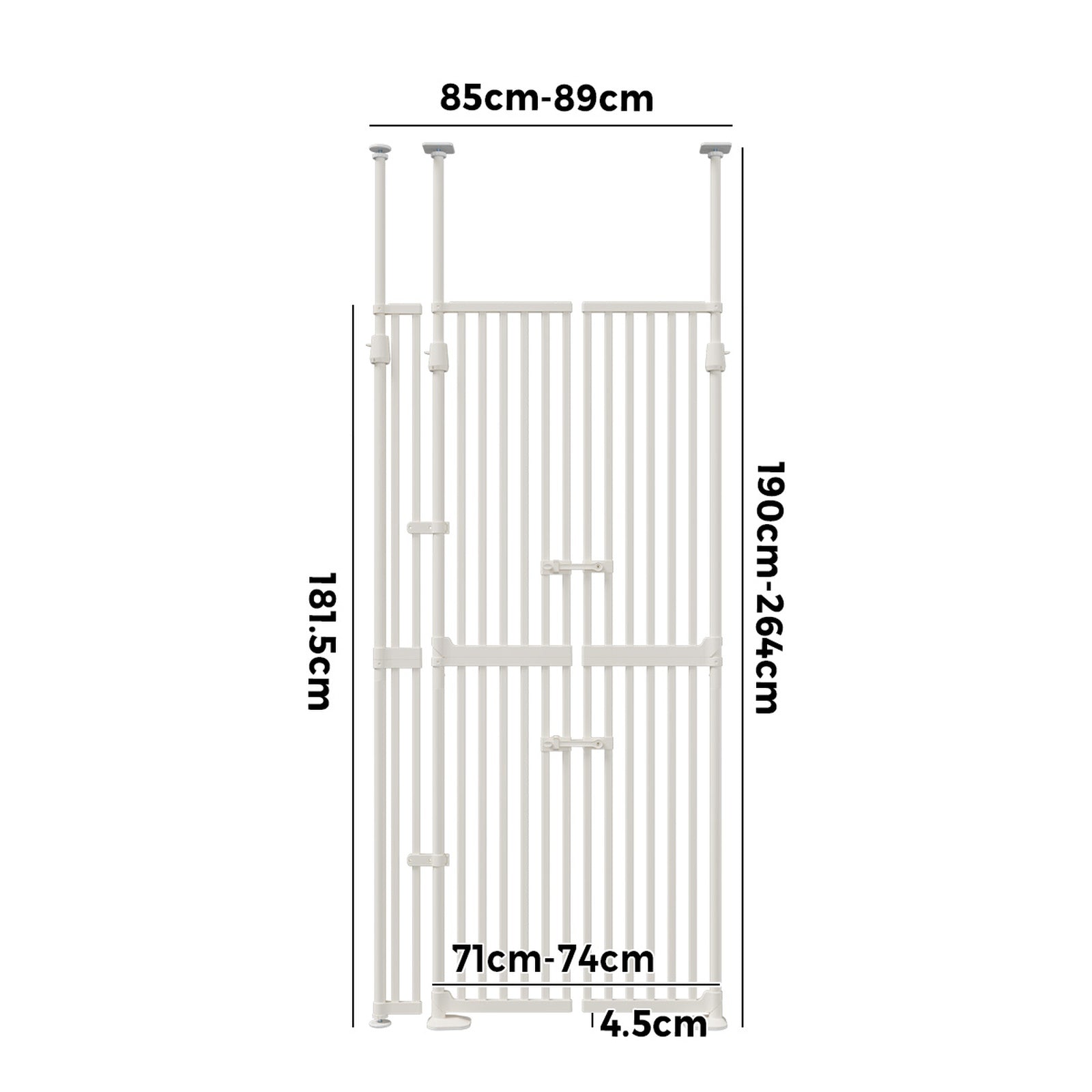 Alopet 190cm-264cm Retractable Safety Gate Pet Dog Cat Extra Tall Fence White - Sunyee