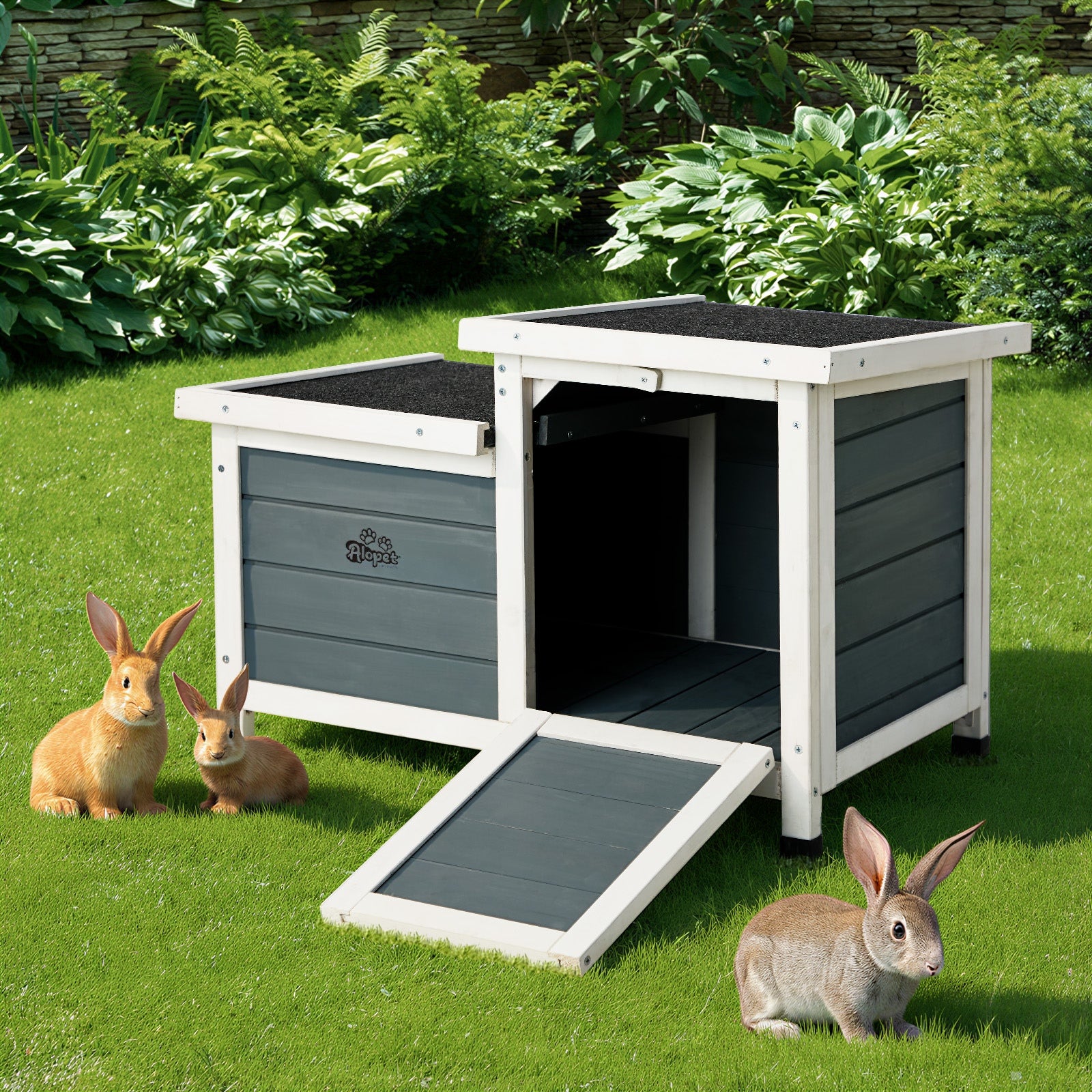 Alopet Outdoor Rabbit Hutch Wooden Cage Chicken Coop House Enclosure Cat House - Sunyee