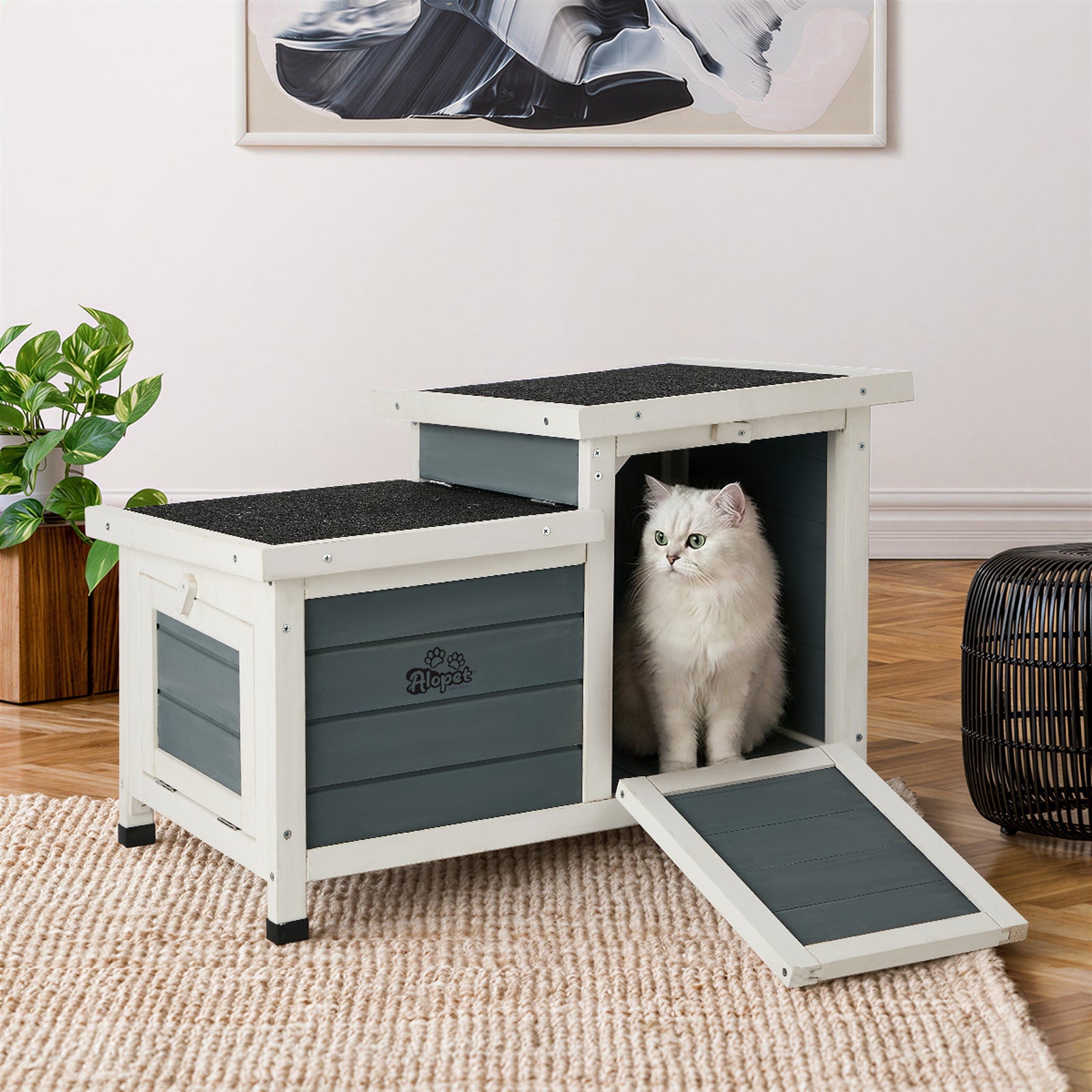 Alopet Outdoor Rabbit Hutch Wooden Cage Chicken Coop House Enclosure Cat House - Sunyee