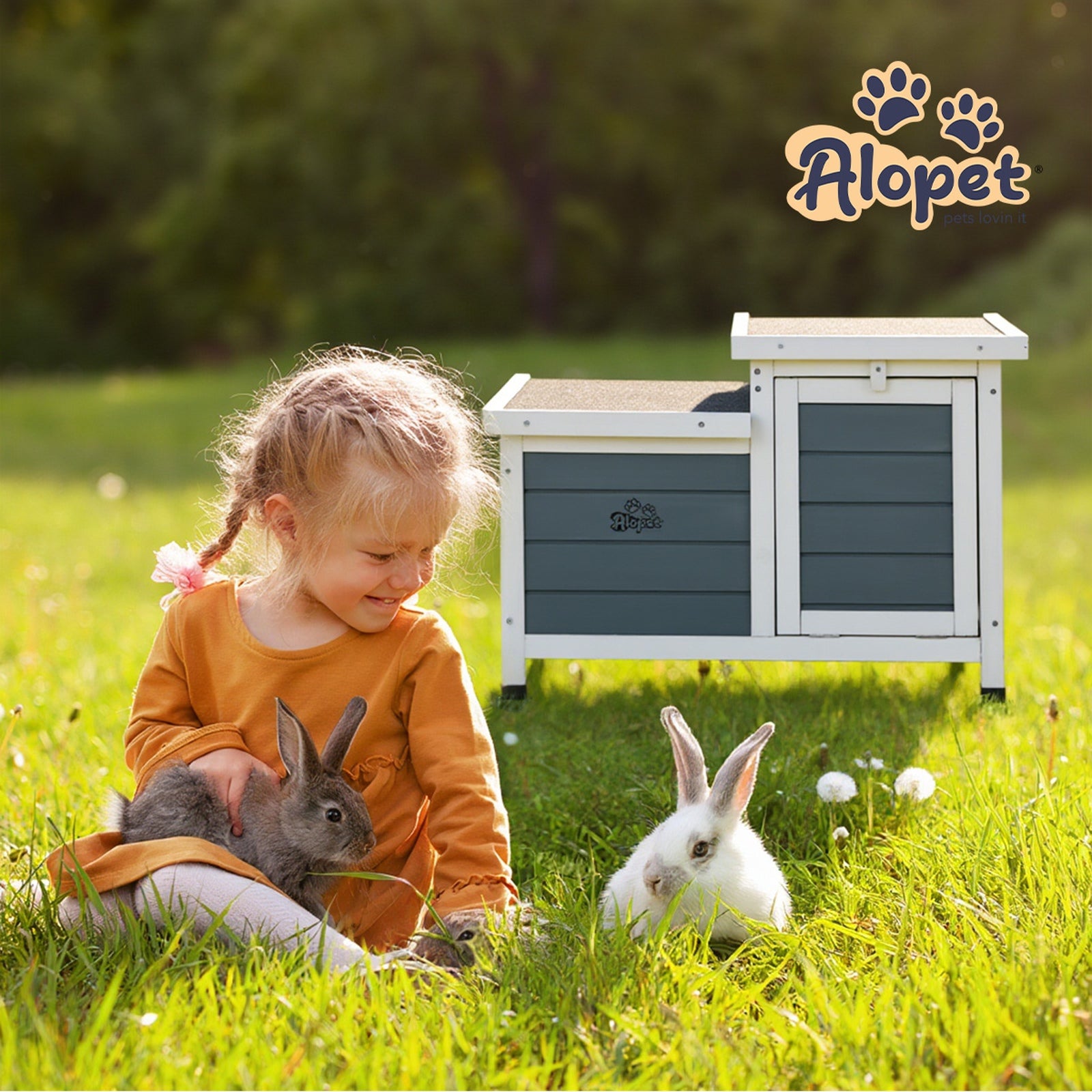 Alopet Outdoor Rabbit Hutch Wooden Cage Chicken Coop House Enclosure Cat House - Sunyee