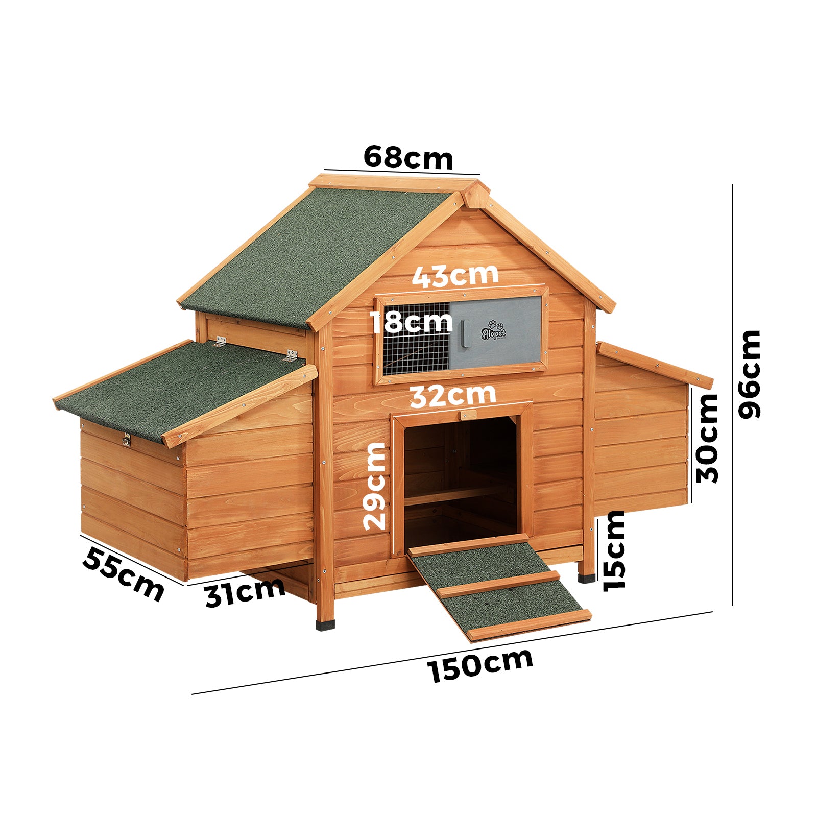 Alopet Chicken Coop Rabbit Hutch Large House Run Cage Wooden Outdoor Pet Hutch - Sunyee