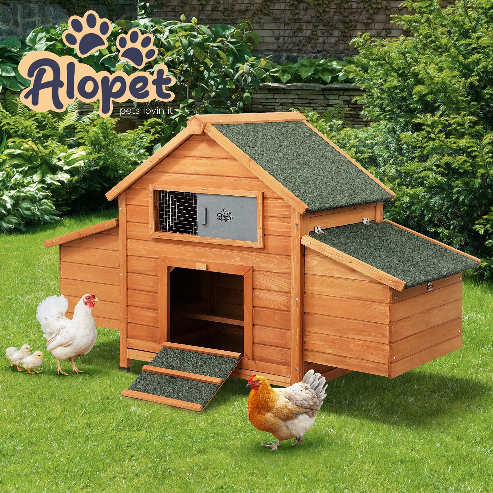 Alopet Chicken Coop Rabbit Hutch Large House Run Cage Wooden Outdoor Pet Hutch - Sunyee