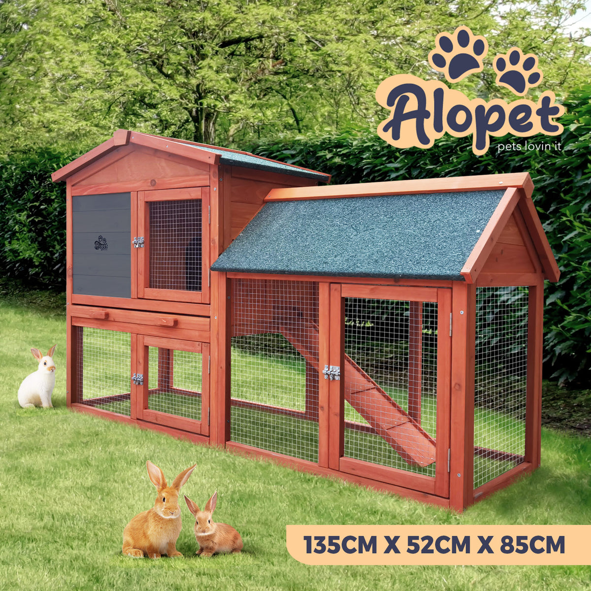 Alopet Rabbit Hutch Chicken Coop Large Hutches House Pet Run Cage Wooden Outdoor