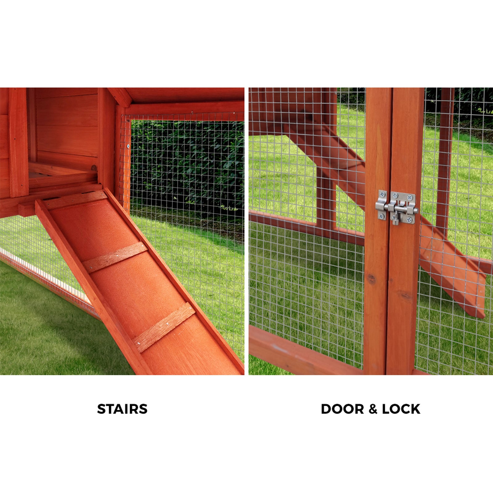 Alopet Rabbit Hutch Chicken Coop Bunny House Run Cage Wooden Outdoor Pet Hutch - Sunyee