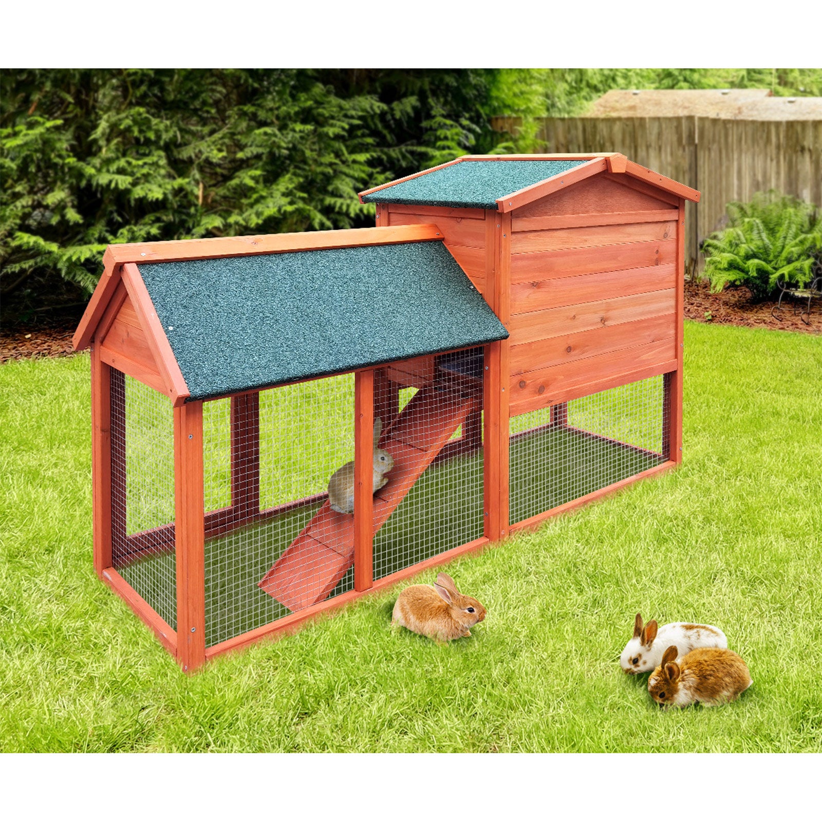 Alopet Rabbit Hutch Chicken Coop Bunny House Run Cage Wooden Outdoor Pet Hutch - Sunyee