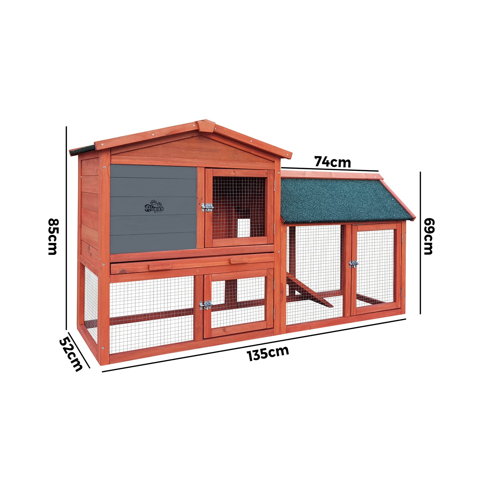 Alopet Rabbit Hutch Chicken Coop Bunny House Run Cage Wooden Outdoor Pet Hutch - Sunyee