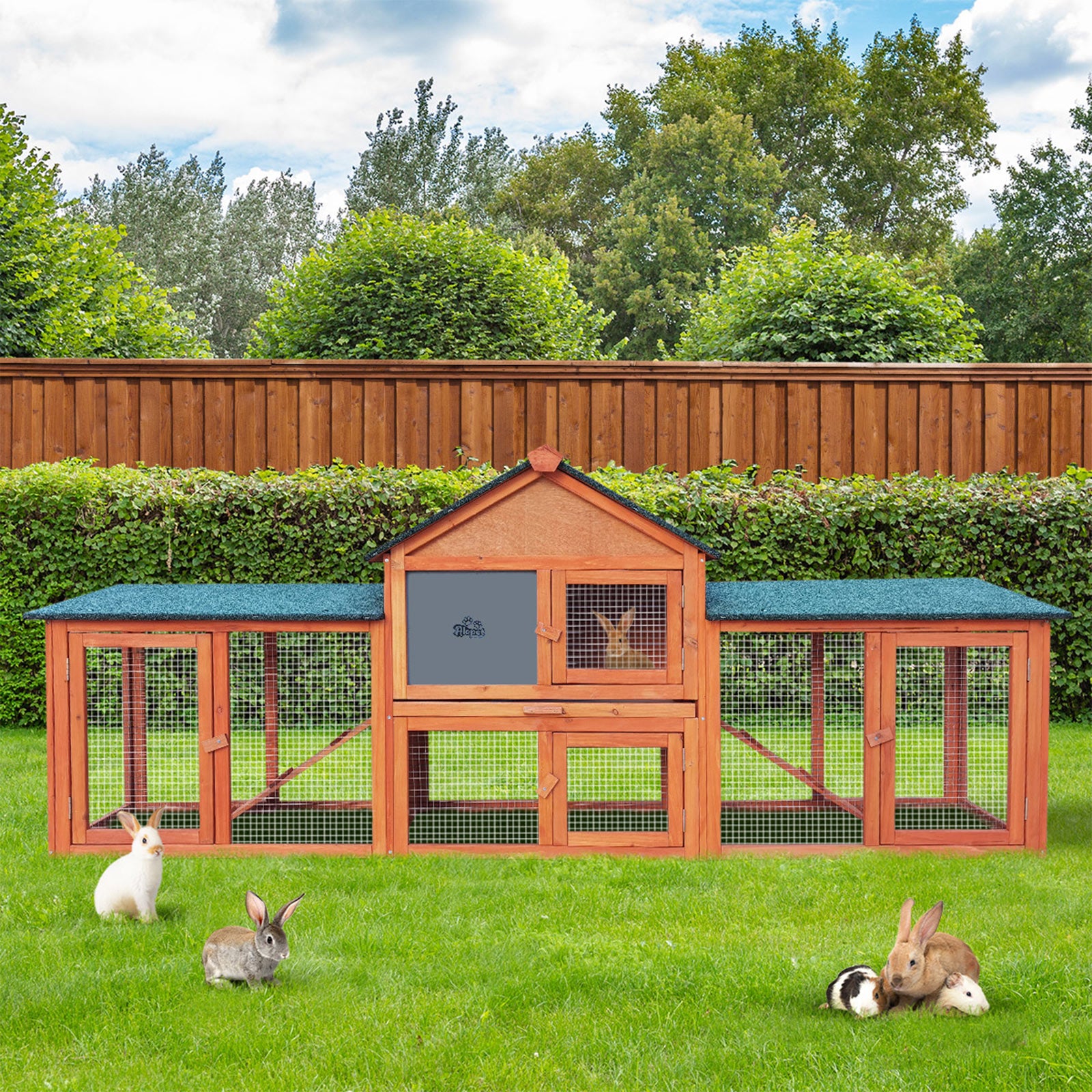Alopet Rabbit Hutch Chicken Coop Bunny House Run Cage Wooden Outdoor Pet Hutch - Sunyee