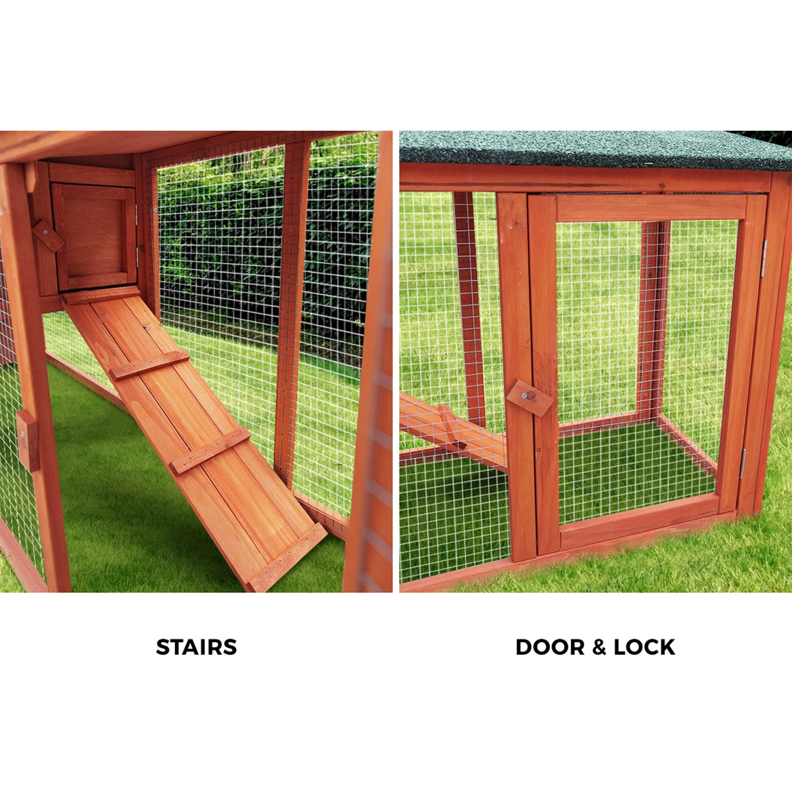 Alopet Rabbit Hutch Chicken Coop Bunny House Run Cage Wooden Outdoor Pet Hutch - Sunyee