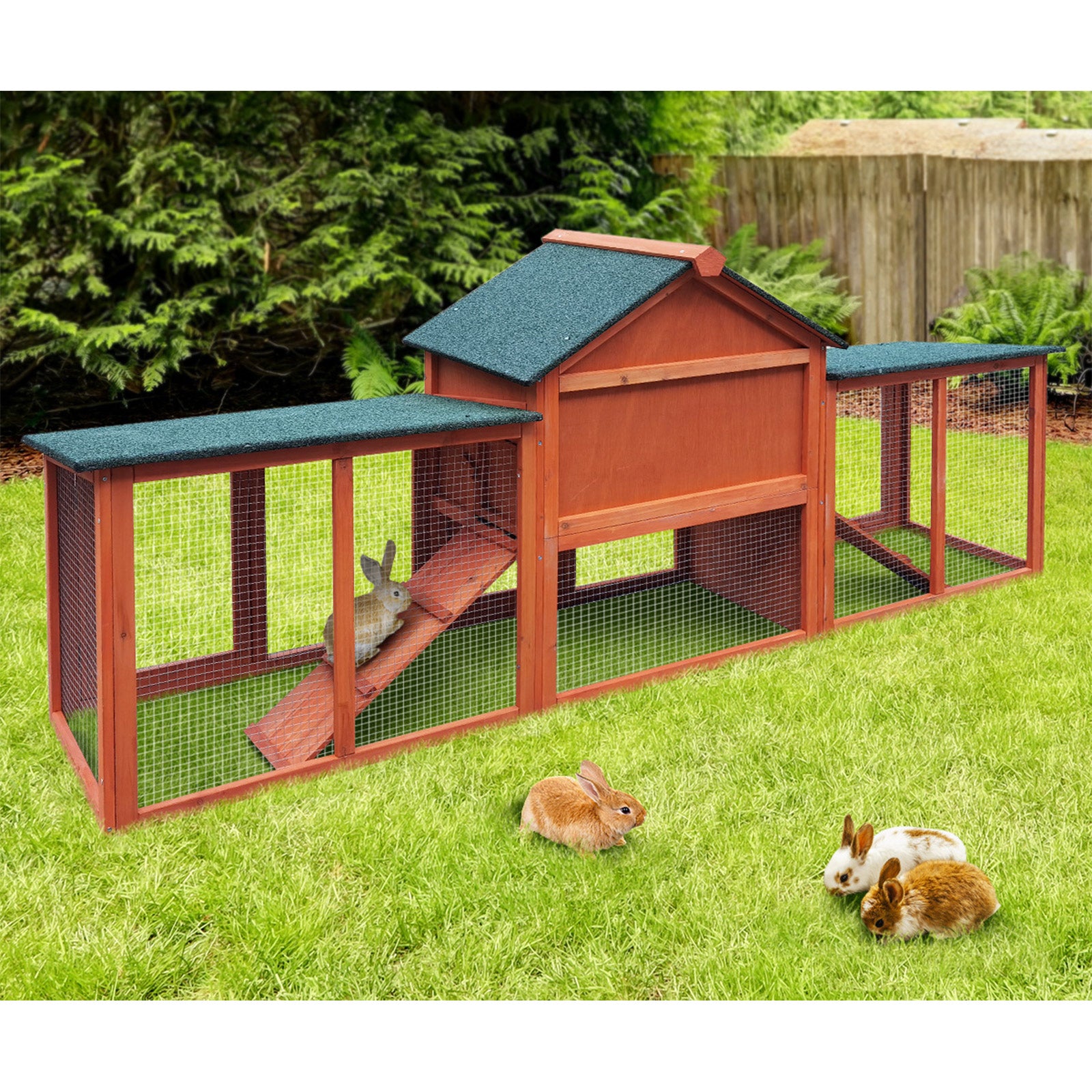 Alopet Rabbit Hutch Chicken Coop Bunny House Run Cage Wooden Outdoor Pet Hutch - Sunyee