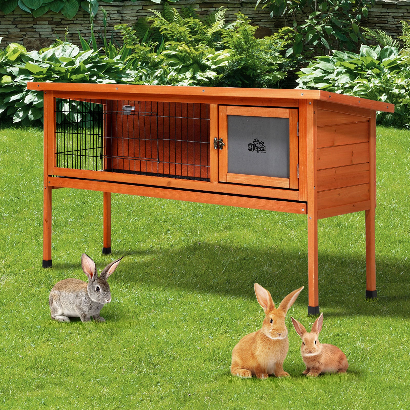 Alopet Large Rabbit Hutch Wooden Cage Enclosure Chicken Coop 122cm House Outdoor - Sunyee