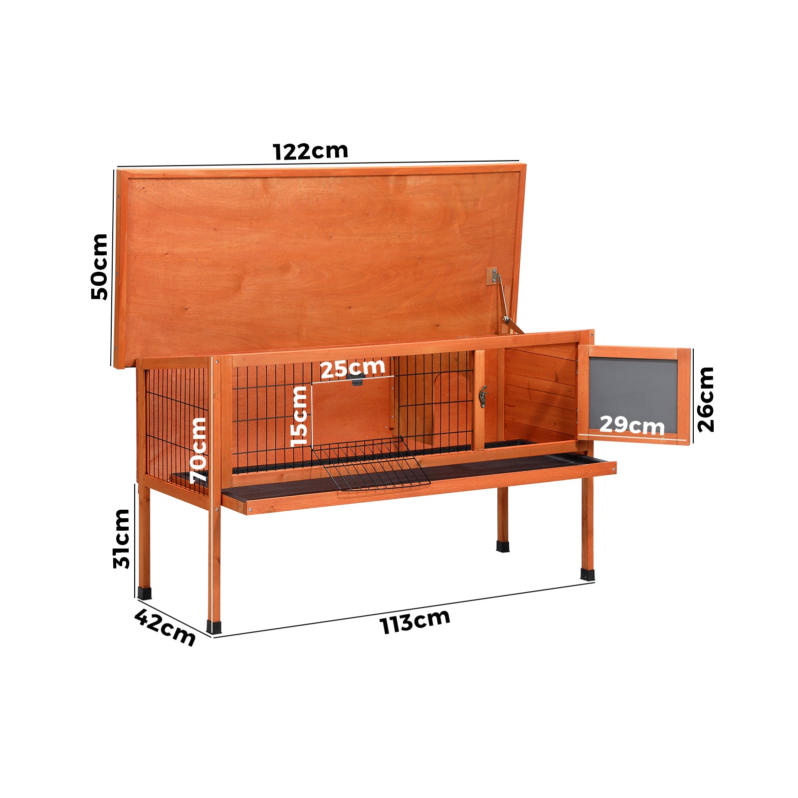 Alopet Large Rabbit Hutch Wooden Cage Enclosure Chicken Coop 122cm House Outdoor - Sunyee