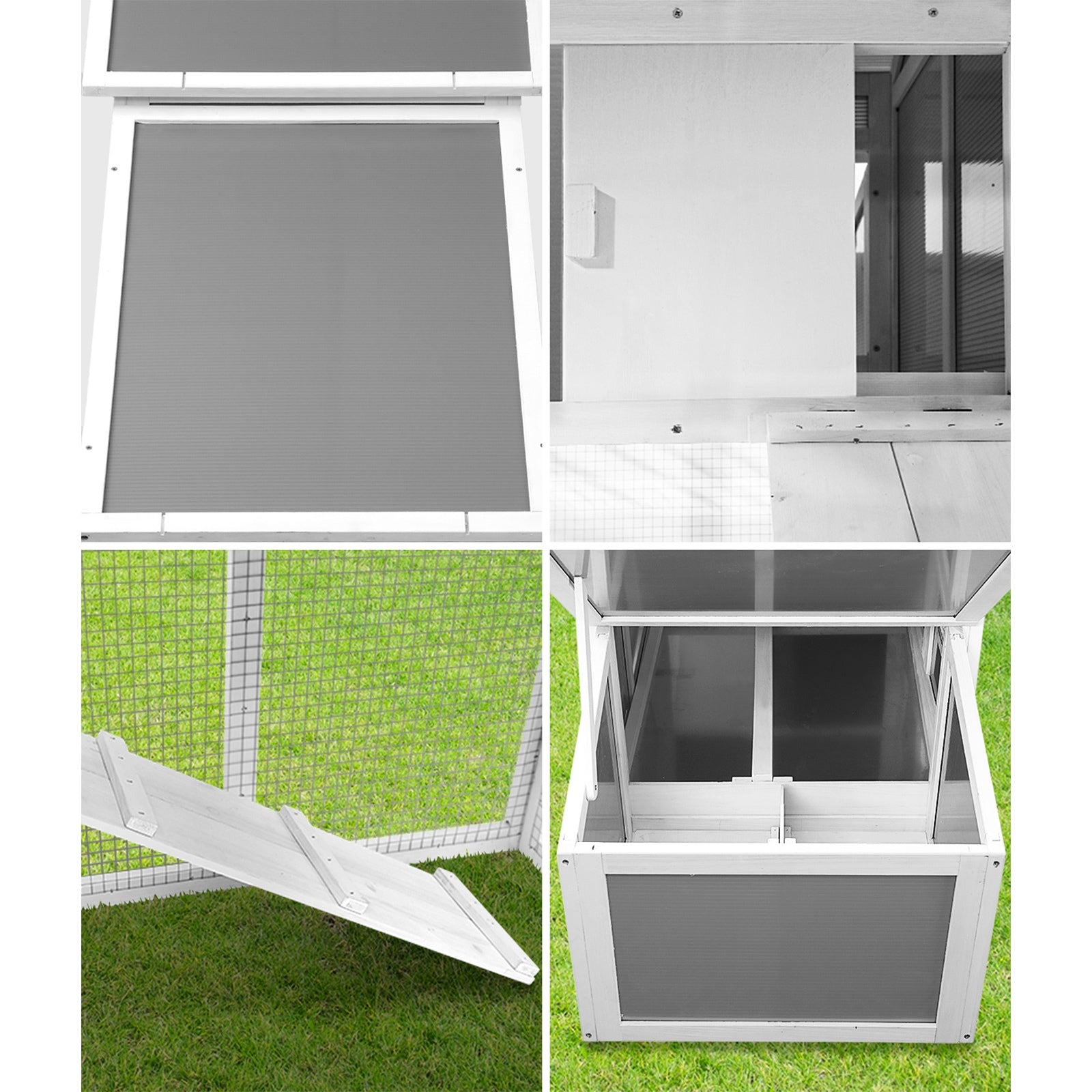 Alopet Chicken Coop Rabbit Hutch Large Wooden House Run Hatch Box Open Roof - Sunyee