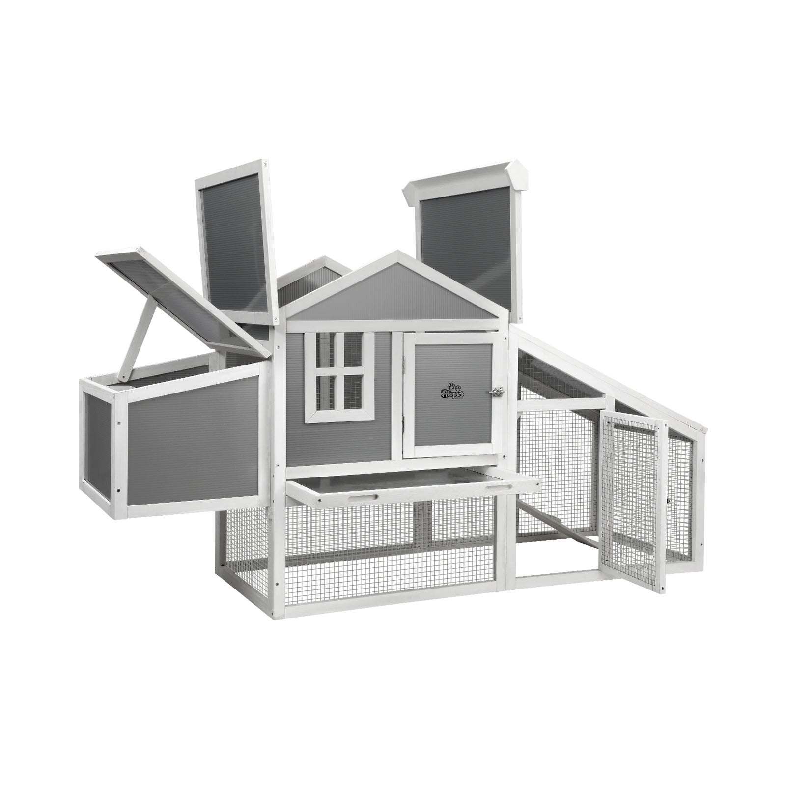 Alopet Chicken Coop Rabbit Hutch Large Wooden House Run Hatch Box Open Roof - Sunyee