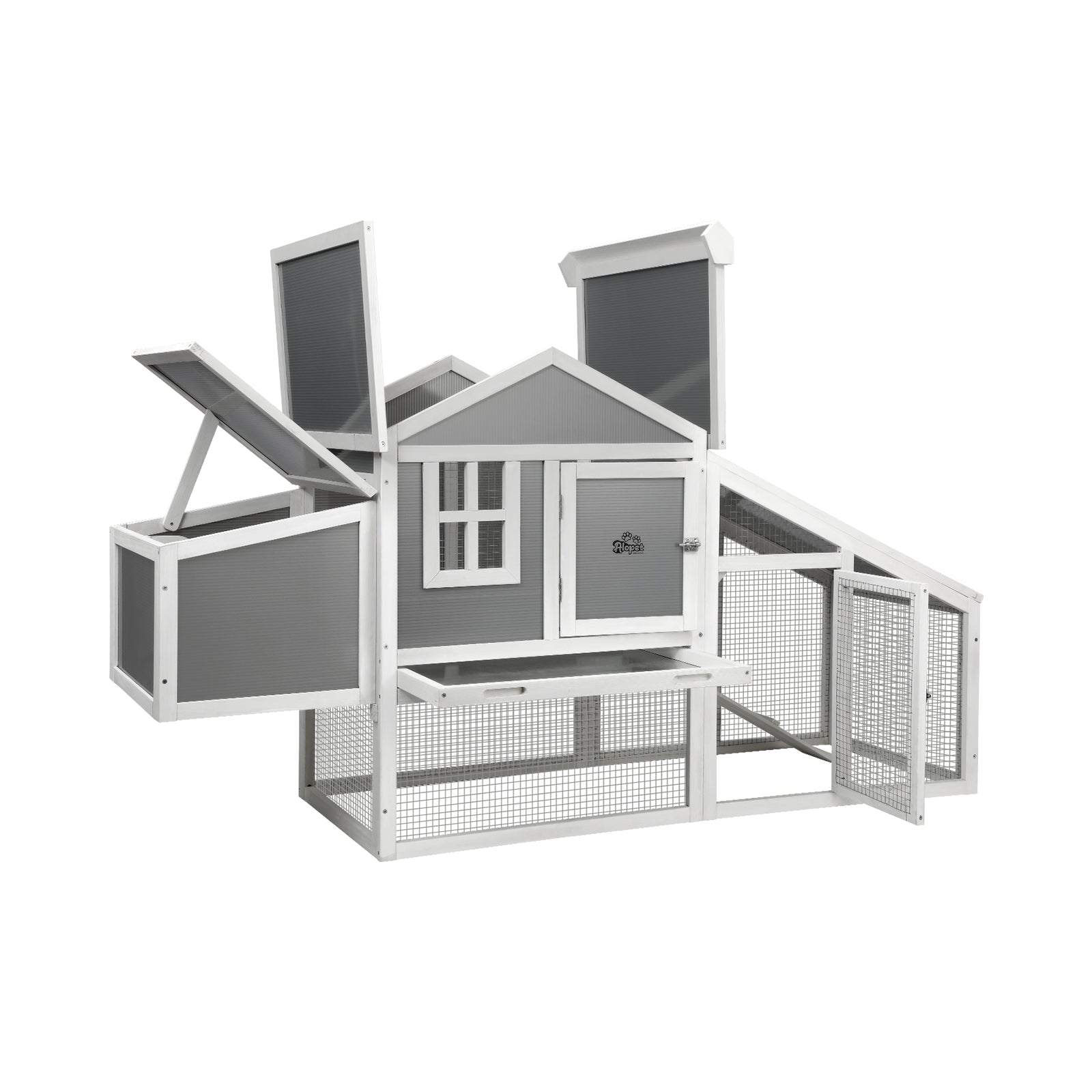 Alopet Chicken Coop Rabbit Hutch Large Wooden House Run Hatch Box Open Roof - Sunyee