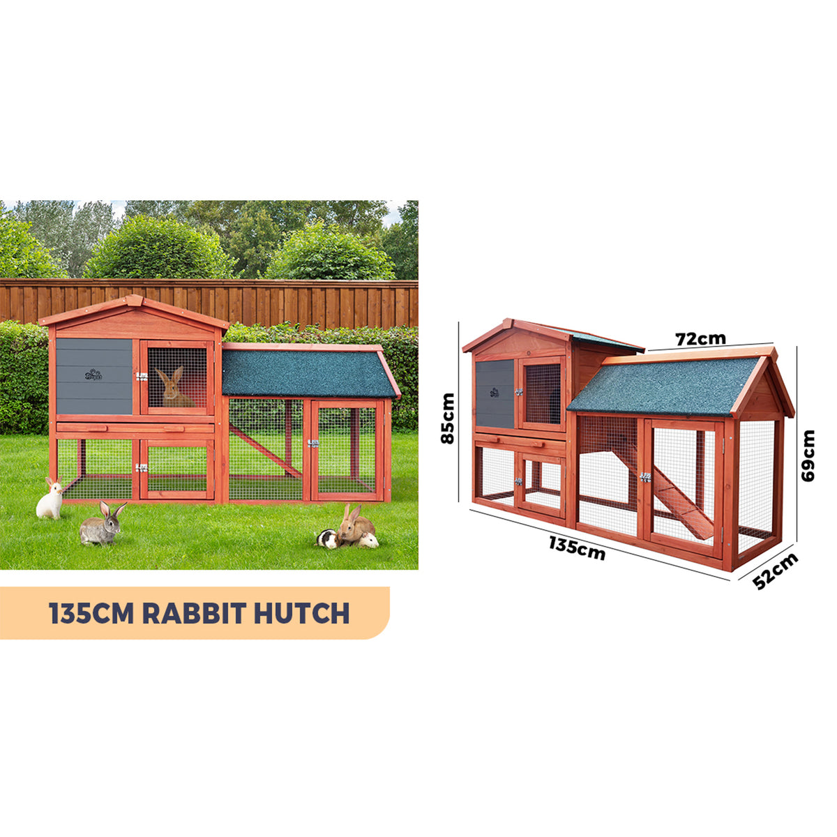 Alopet Rabbit Hutch Chicken Coop Large Hutches House Pet Run Cage Wooden Outdoor