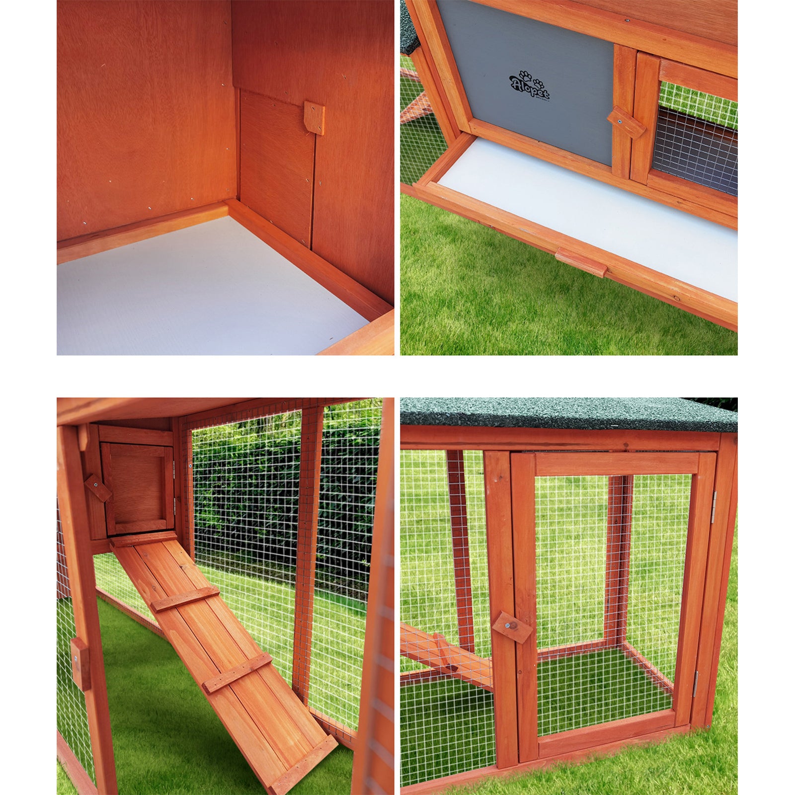 Alopet Rabbit Hutch Chicken Coop Large Hutches House Pet Run Cage Wooden Outdoor - Sunyee