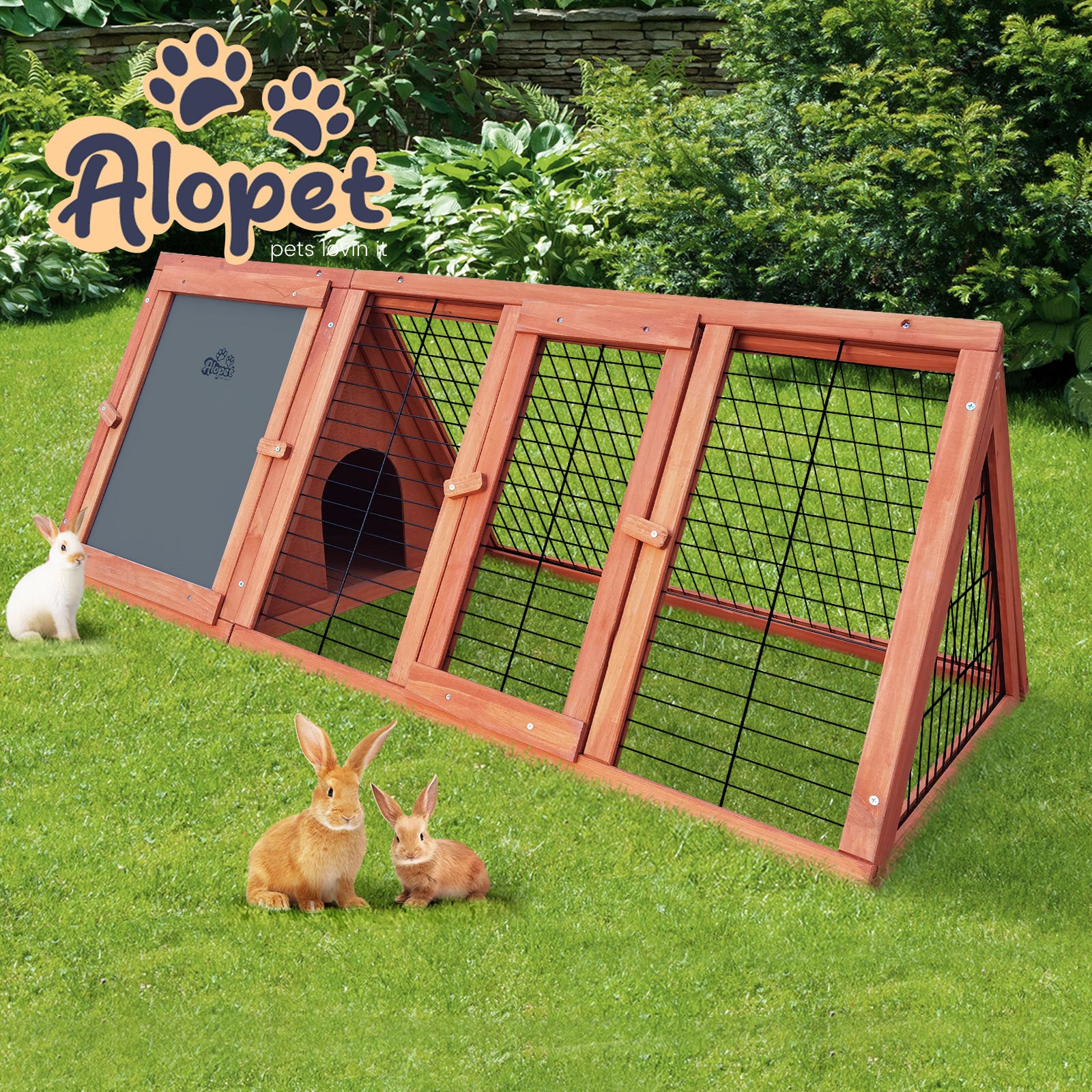Alopet Rabbit Hutch Bunny House Run Cage Chicken Coop Wooden Outdoor Pet Hutch - Sunyee