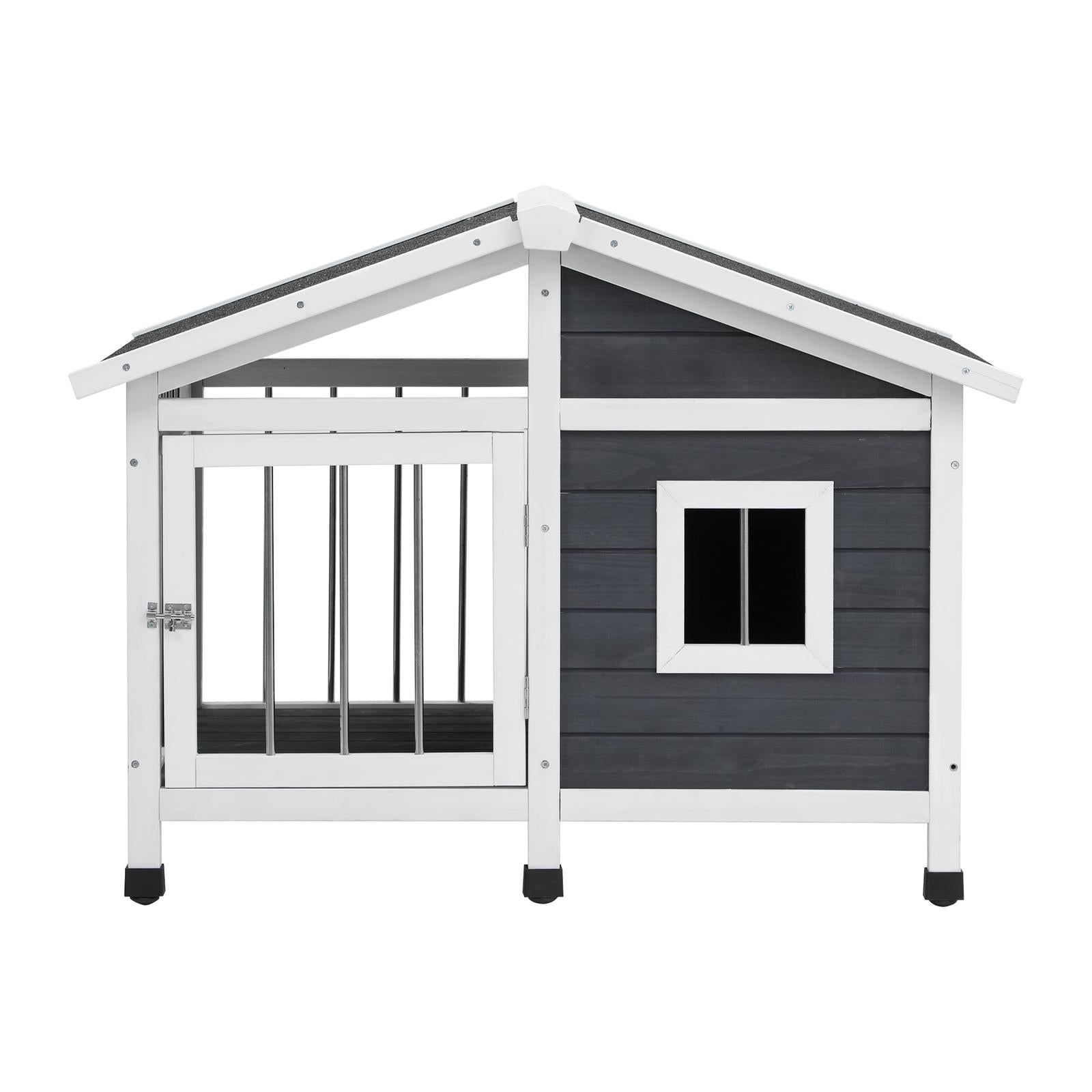 Alopet Wooden Pet Dog Kennel Awning Cabin Log Box Home Dog Cage Timber House - Sunyee