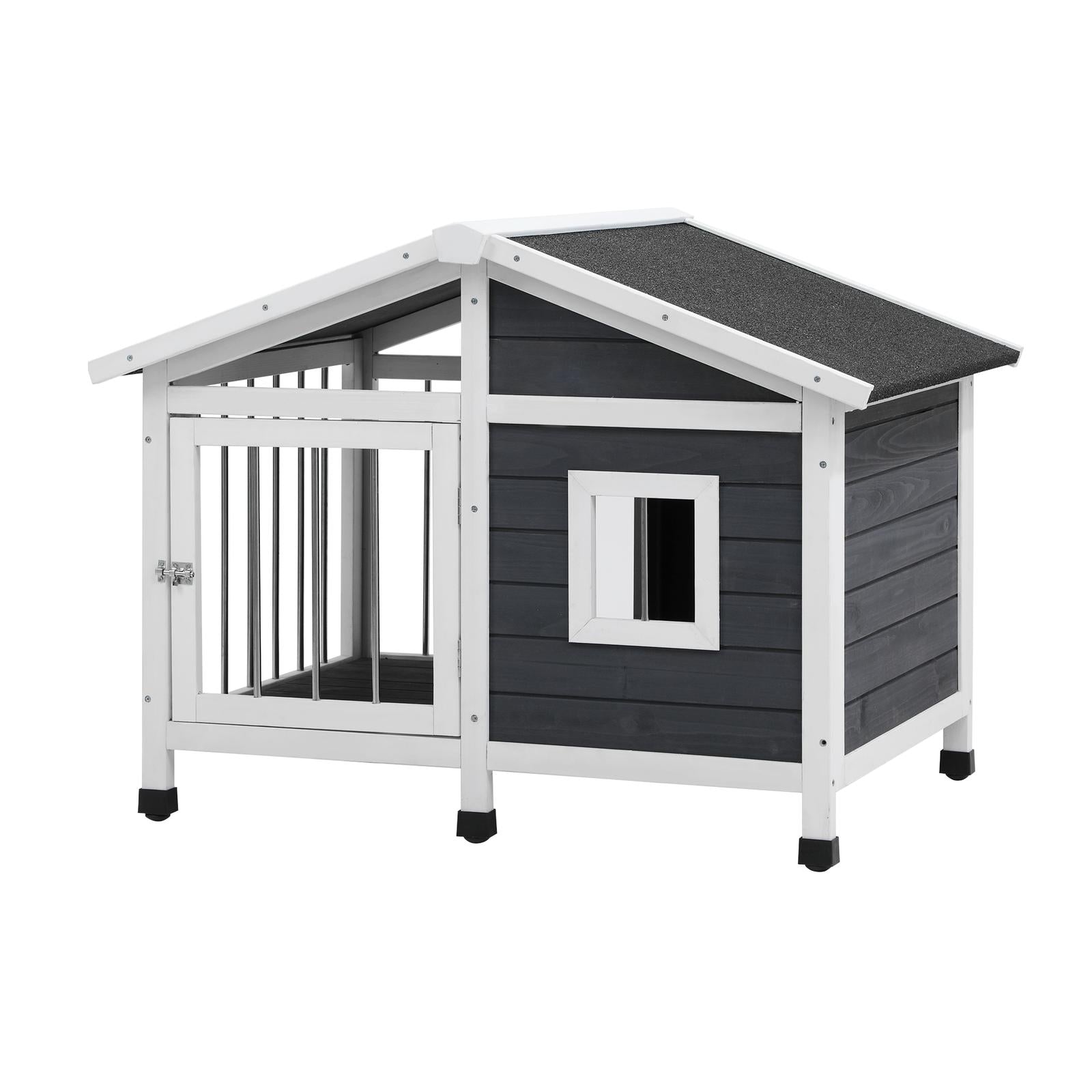 Alopet Wooden Pet Dog Kennel Awning Cabin Log Box Home Dog Cage Timber House - Sunyee