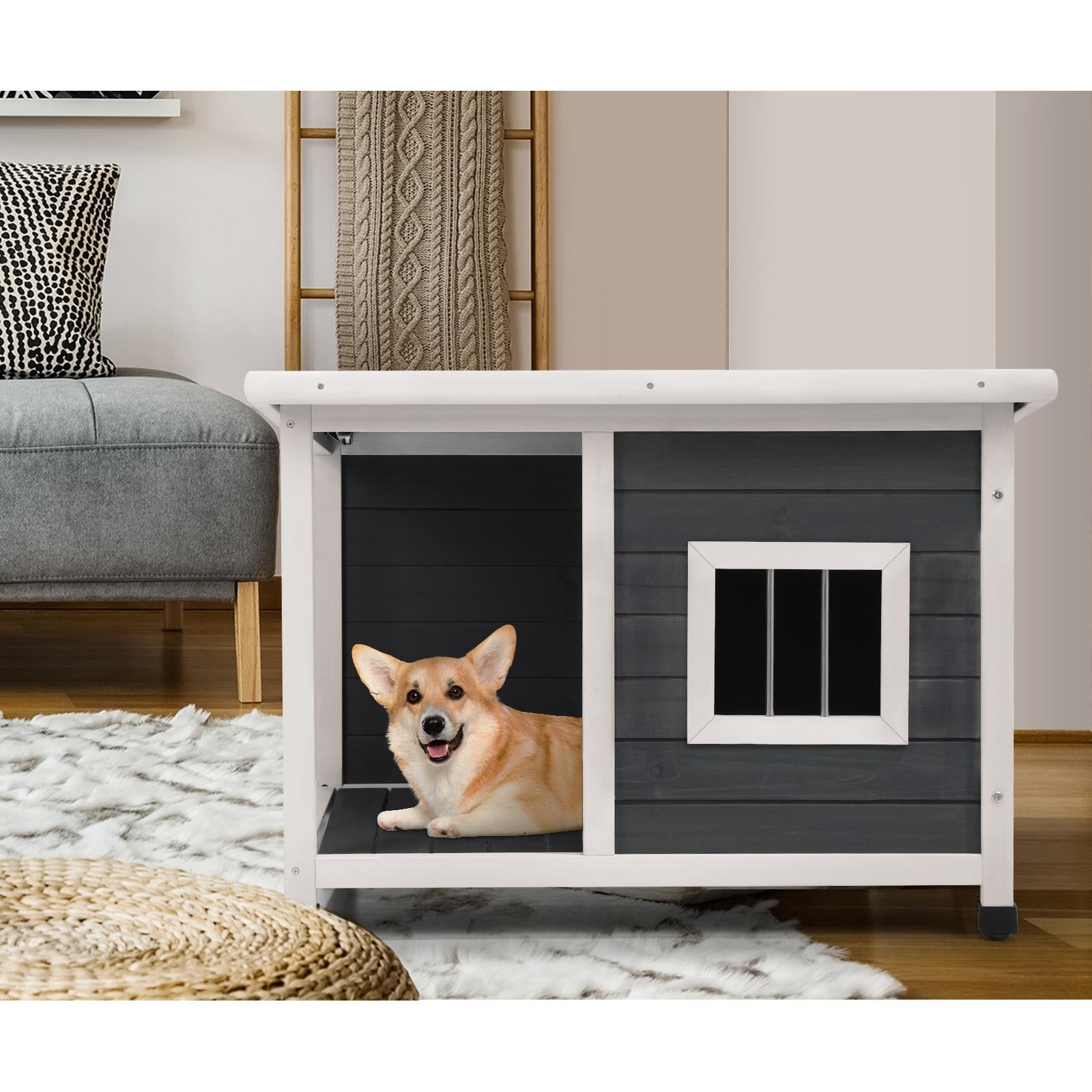 Alopet Dog Kennel House Outdoor Pet Wooden Cage Kennels Indoor Cabin Box Awning - Sunyee