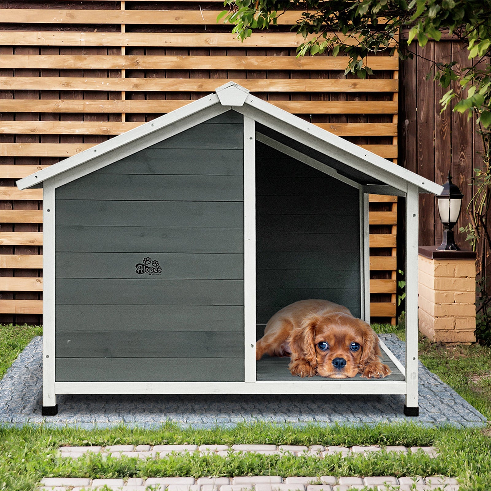 Alopet Dog Kennel Kennels House Outdoor Pet Wooden Large Cage Cabin Box Awning - Sunyee