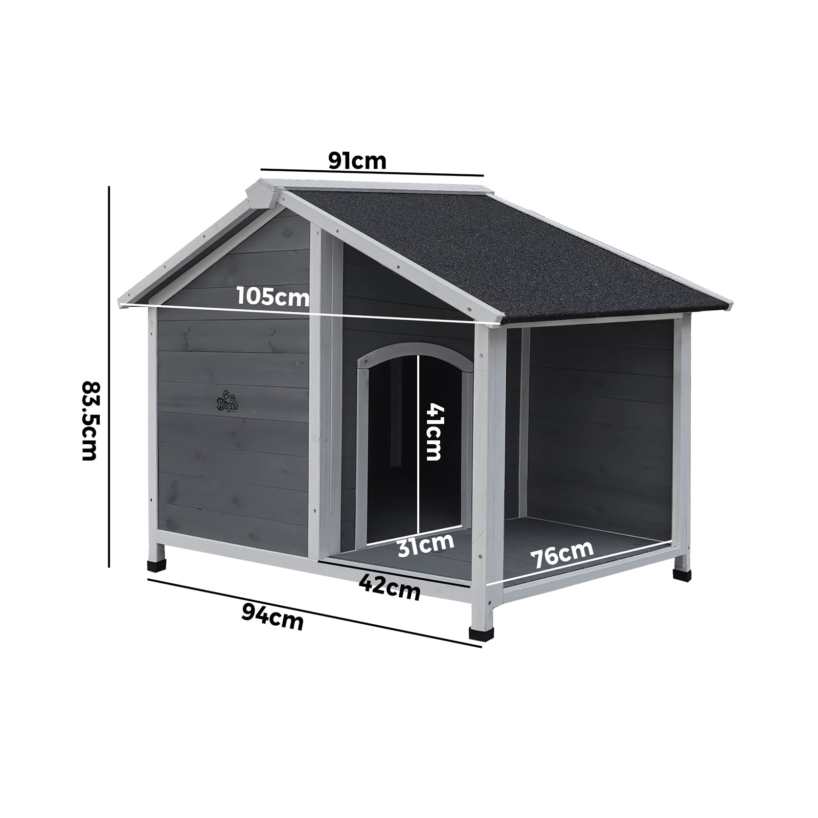 Alopet Dog Kennel Kennels House Outdoor Pet Wooden Large Cage Cabin Box Awning - Sunyee