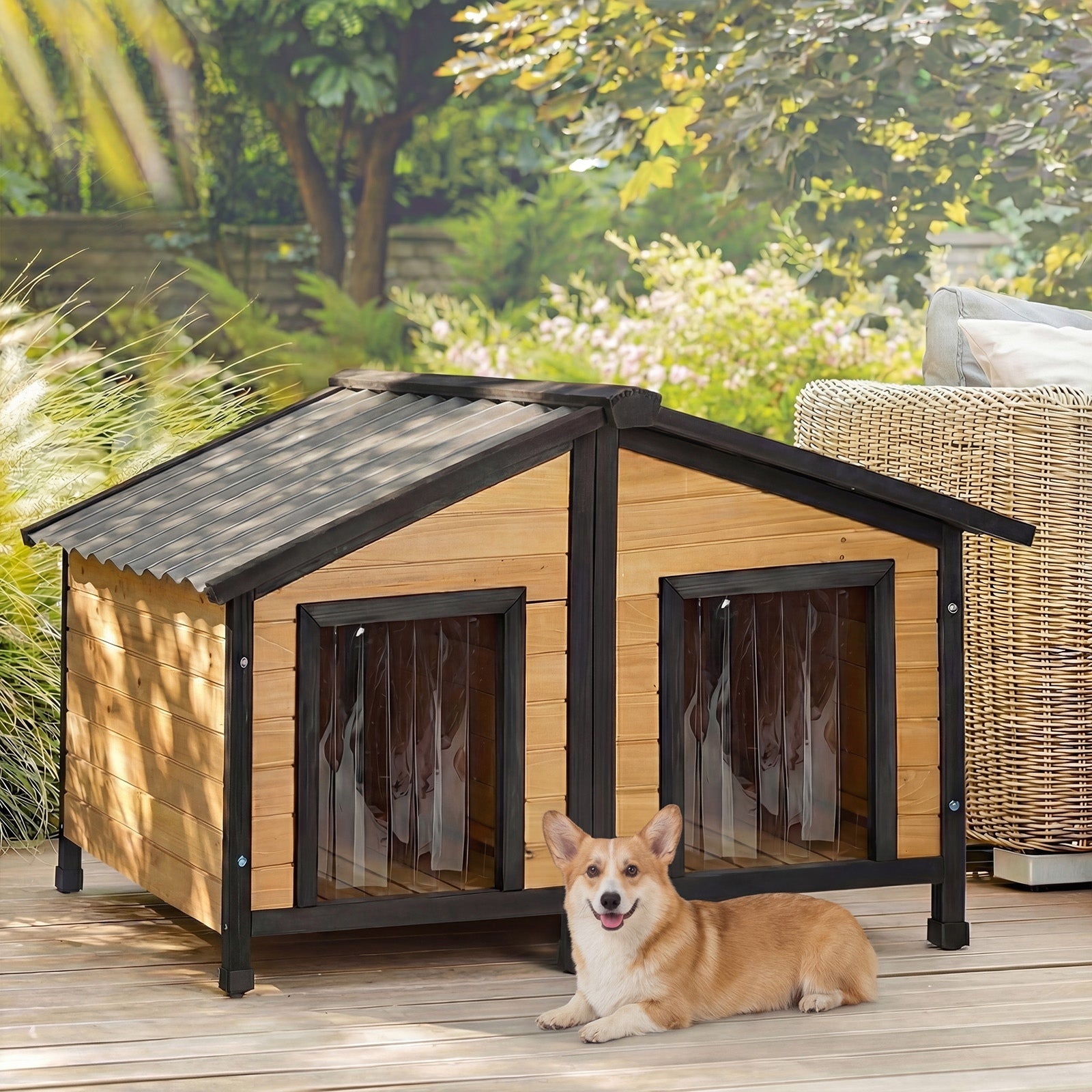 Alopet Dog Kennel Outdoor Indoor Pet House Wooden Cage Puppy Cabin Crate Kennels - Sunyee
